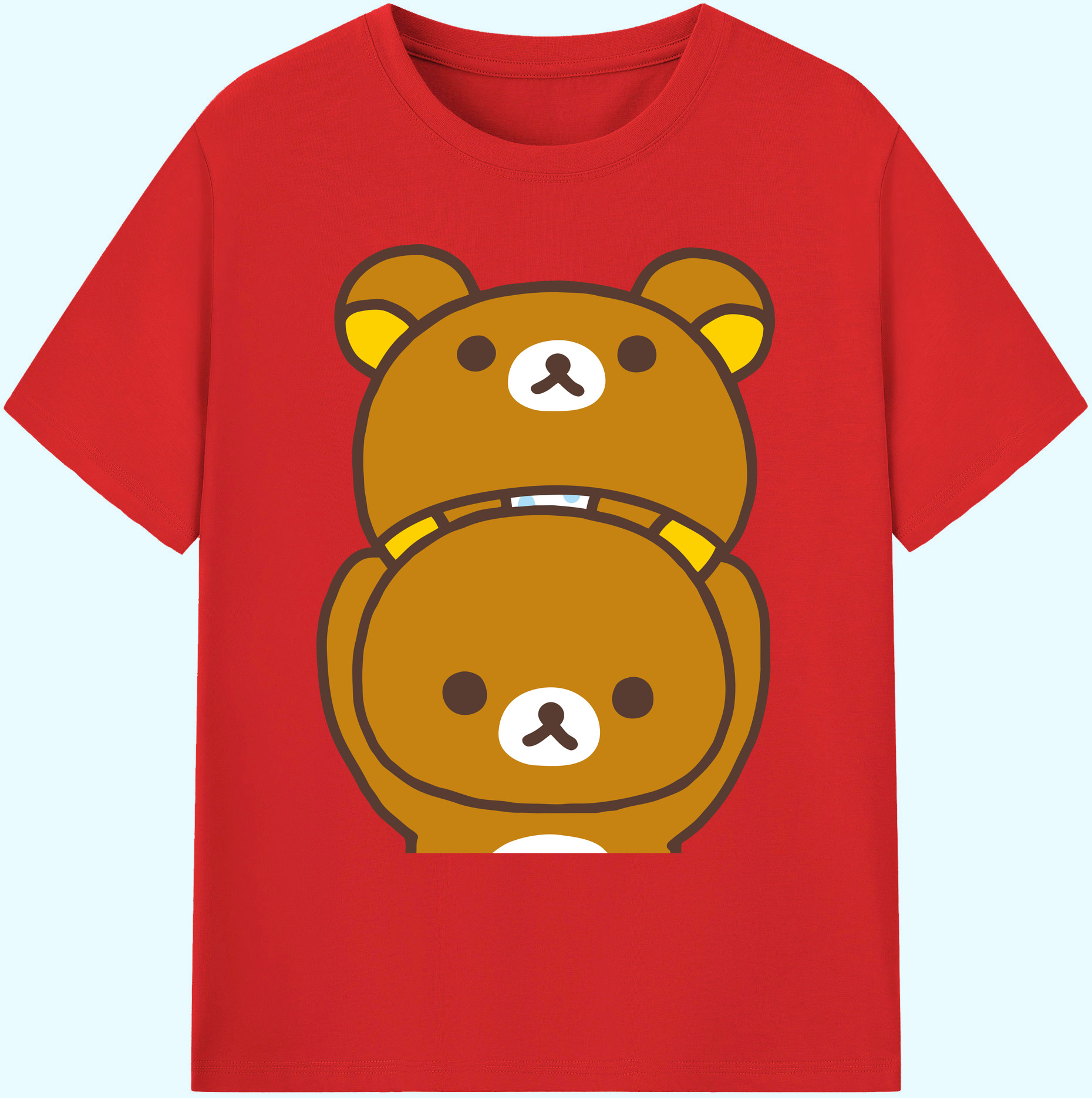 （画像用） リラックマ リラックマ キイロイトリ Rilakkuma Korilakkuma Kiiroitori 綿100％ メンズ半袖Tシャツ｜肌触りやわらか＆通気性