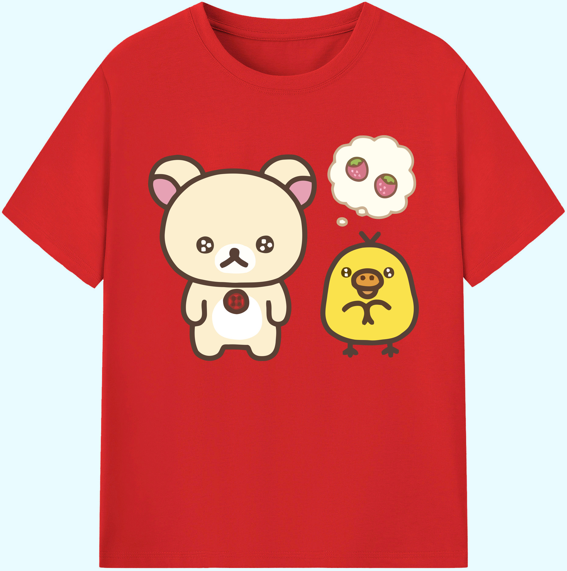 （画像用） リラックマ リラックマ キイロイトリ Rilakkuma Korilakkuma Kiiroitori 綿100％ メンズ半袖Tシャツ｜肌触りやわらか＆通気性
