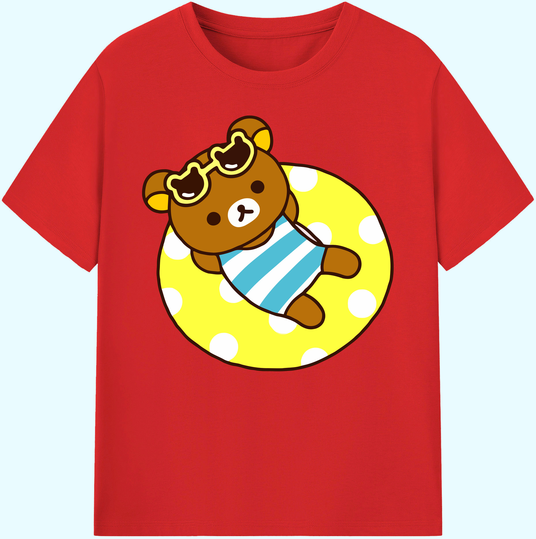 （画像用） リラックマ リラックマ キイロイトリ Rilakkuma Korilakkuma Kiiroitori 綿100％ メンズ半袖Tシャツ｜肌触りやわらか＆通気性