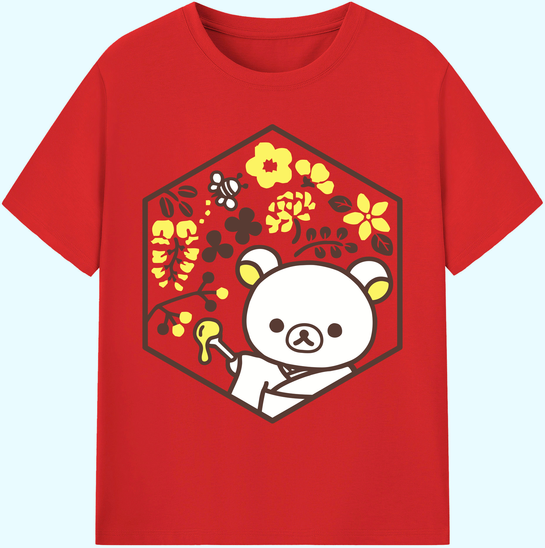 （画像用） リラックマ リラックマ キイロイトリ Rilakkuma Korilakkuma Kiiroitori 綿100％ メンズ半袖Tシャツ｜肌触りやわらか＆通気性