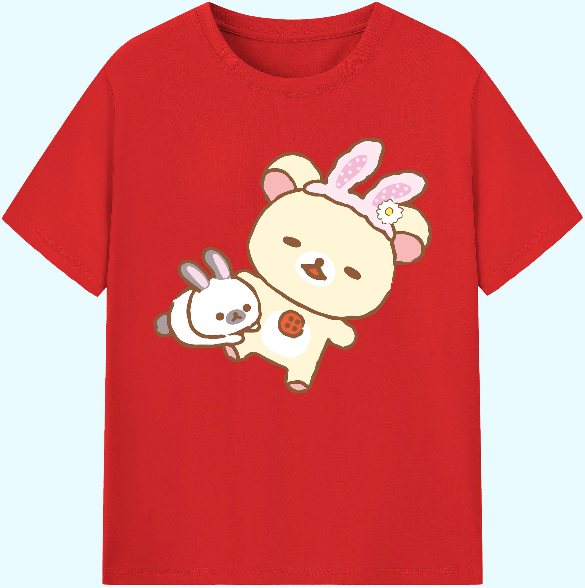 （画像用） リラックマ リラックマ キイロイトリ Rilakkuma Korilakkuma Kiiroitori 綿100％ メンズ半袖Tシャツ｜肌触りやわらか＆通気性