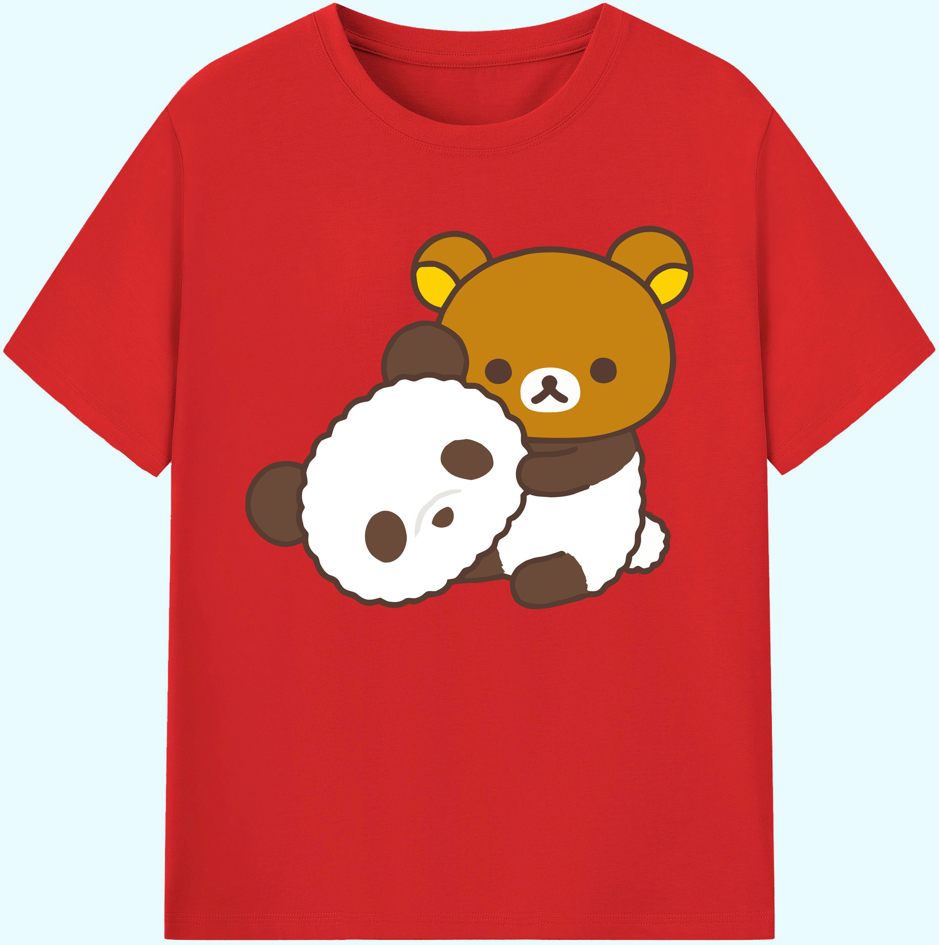 （画像用） リラックマ リラックマ キイロイトリ Rilakkuma Korilakkuma Kiiroitori 綿100％ メンズ半袖Tシャツ｜肌触りやわらか＆通気性