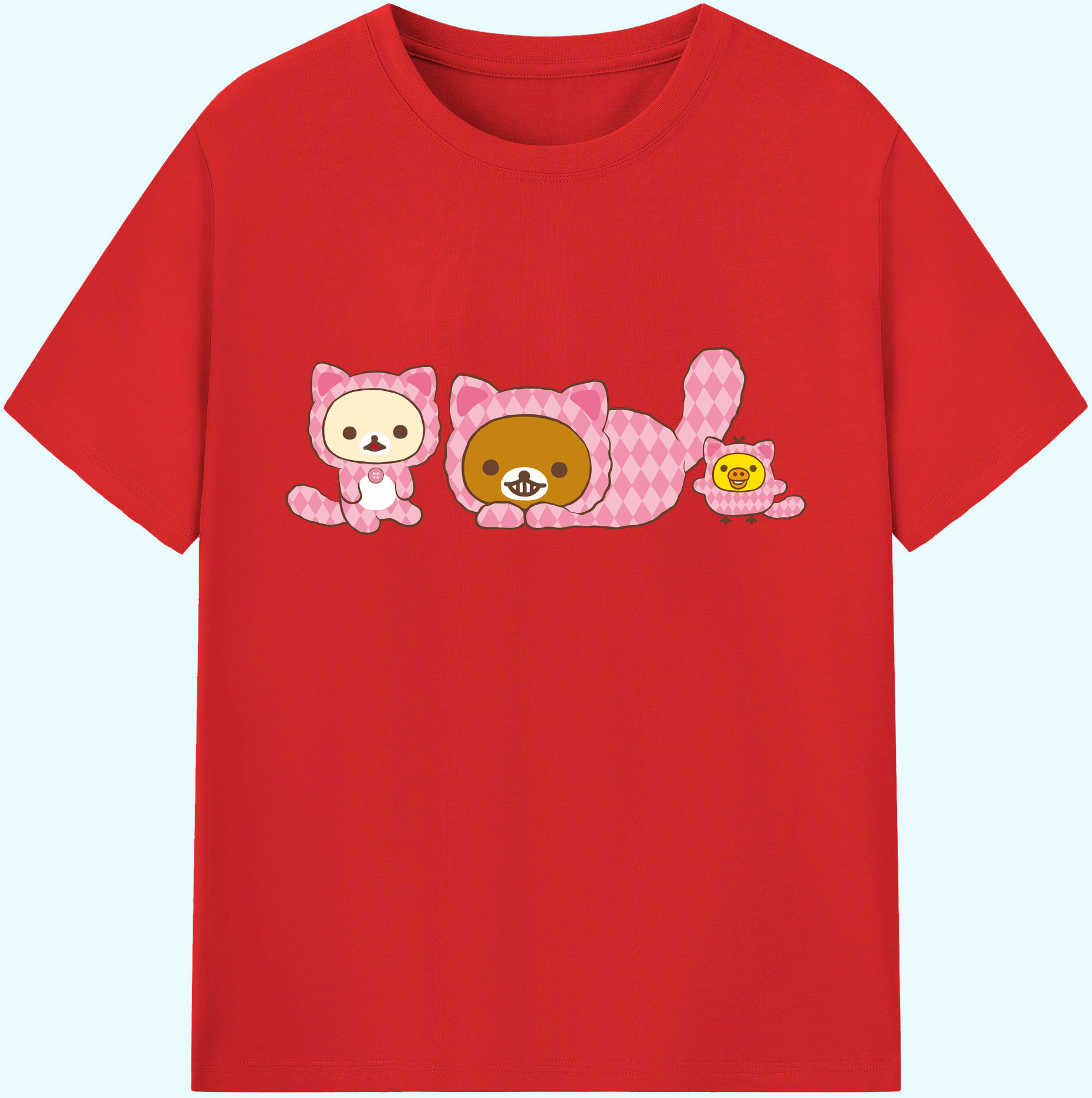 （画像用） リラックマ リラックマ キイロイトリ Rilakkuma Korilakkuma Kiiroitori 綿100％ メンズ半袖Tシャツ｜肌触りやわらか＆通気性