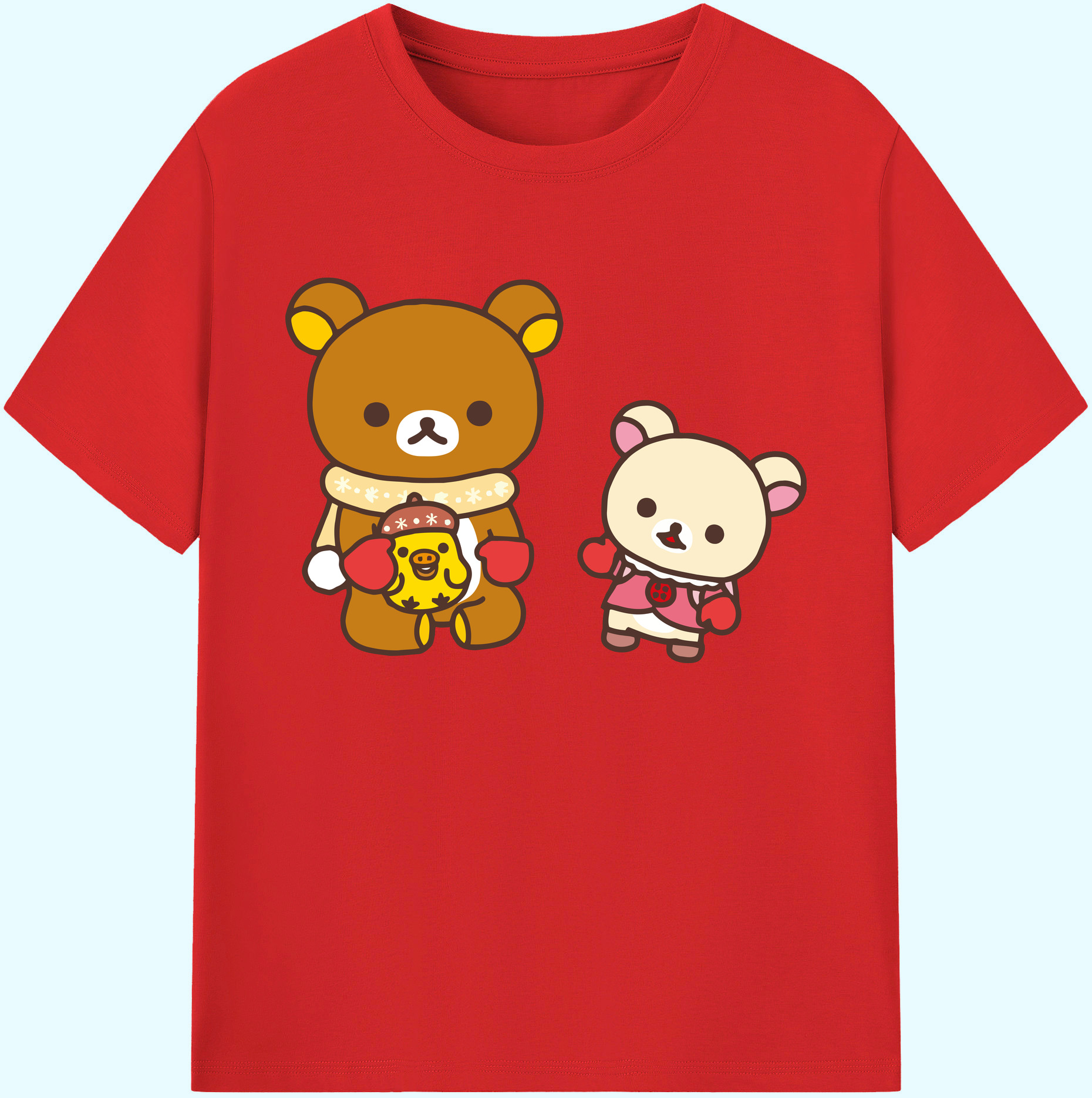 （画像用） リラックマ リラックマ キイロイトリ Rilakkuma Korilakkuma Kiiroitori 綿100％ メンズ半袖Tシャツ｜肌触りやわらか＆通気性
