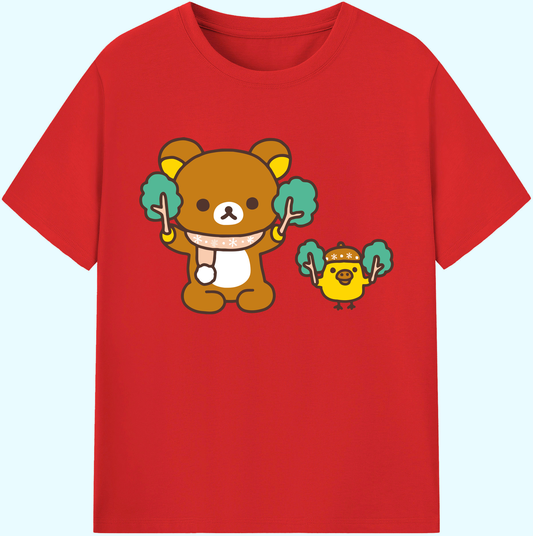 （画像用） リラックマ リラックマ キイロイトリ Rilakkuma Korilakkuma Kiiroitori 綿100％ メンズ半袖Tシャツ｜肌触りやわらか＆通気性