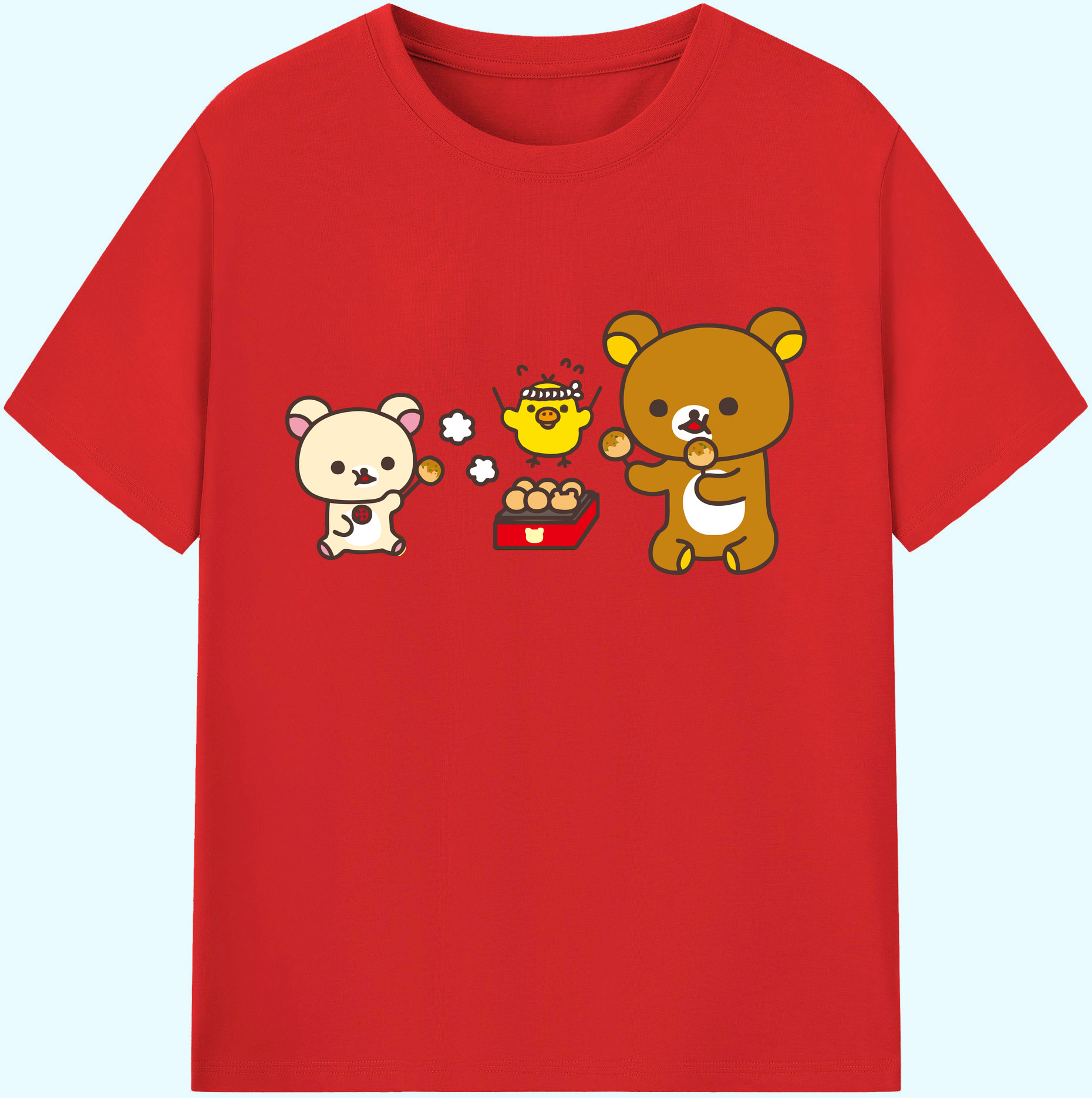 （画像用） リラックマ リラックマ キイロイトリ Rilakkuma Korilakkuma Kiiroitori 綿100％ メンズ半袖Tシャツ｜肌触りやわらか＆通気性