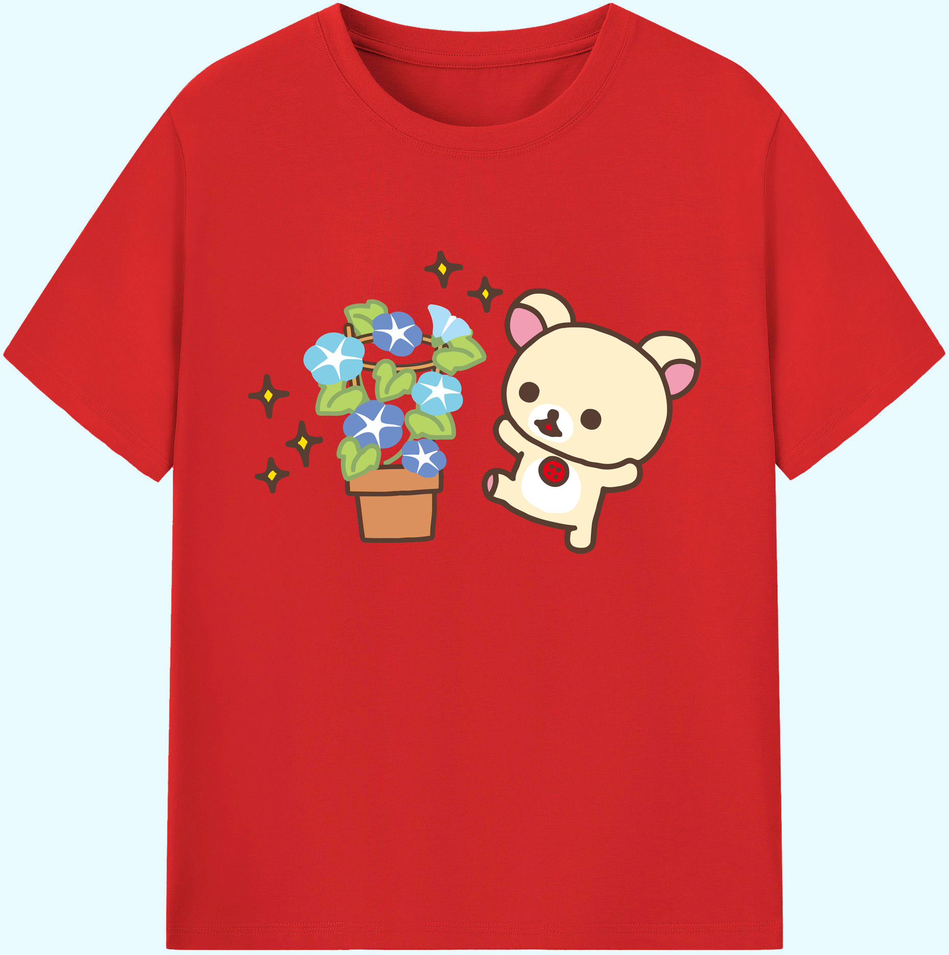 （画像用） リラックマ リラックマ キイロイトリ Rilakkuma Korilakkuma Kiiroitori 綿100％ メンズ半袖Tシャツ｜肌触りやわらか＆通気性