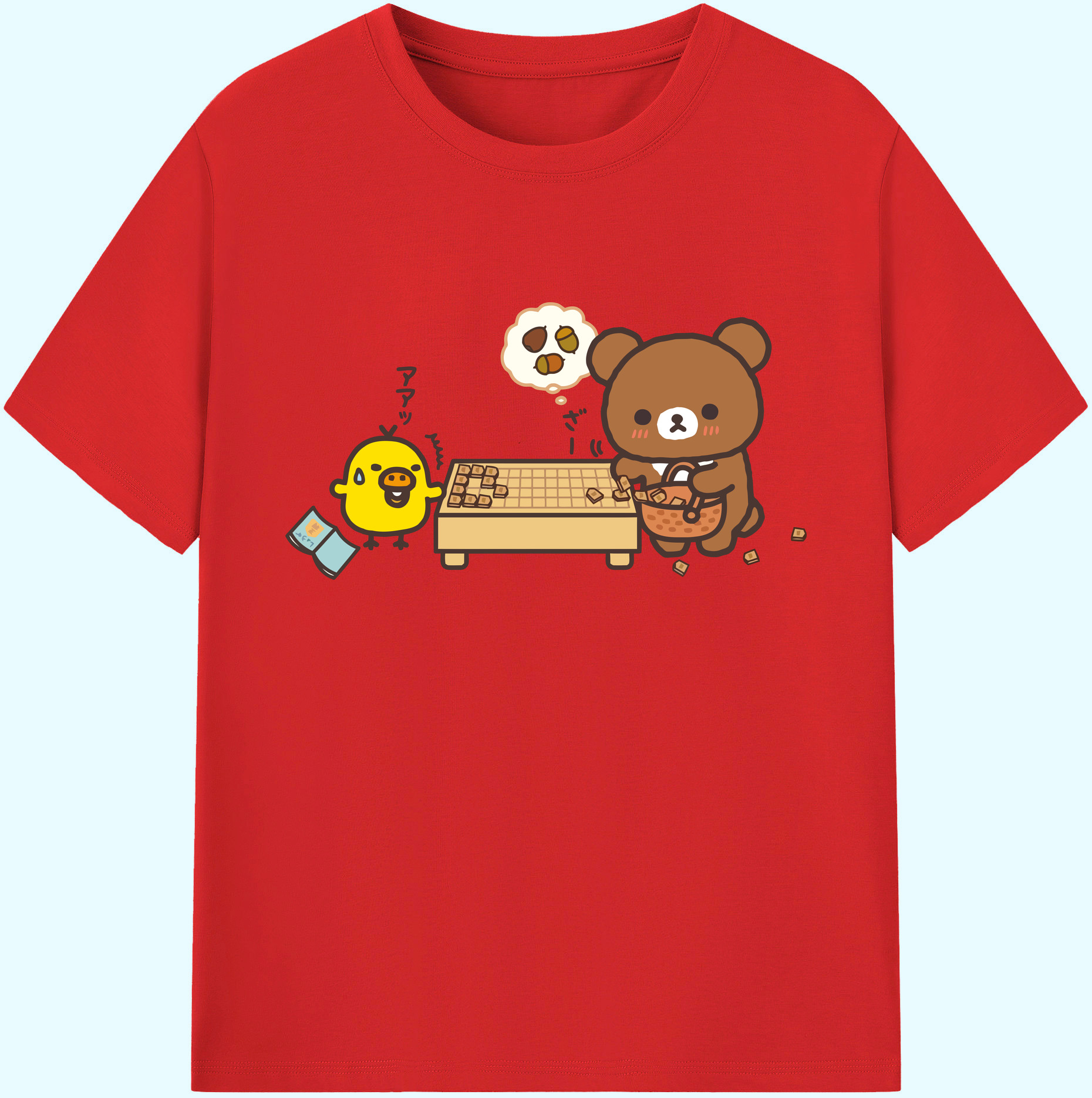 （画像用） リラックマ リラックマ キイロイトリ Rilakkuma Korilakkuma Kiiroitori 綿100％ メンズ半袖Tシャツ｜肌触りやわらか＆通気性