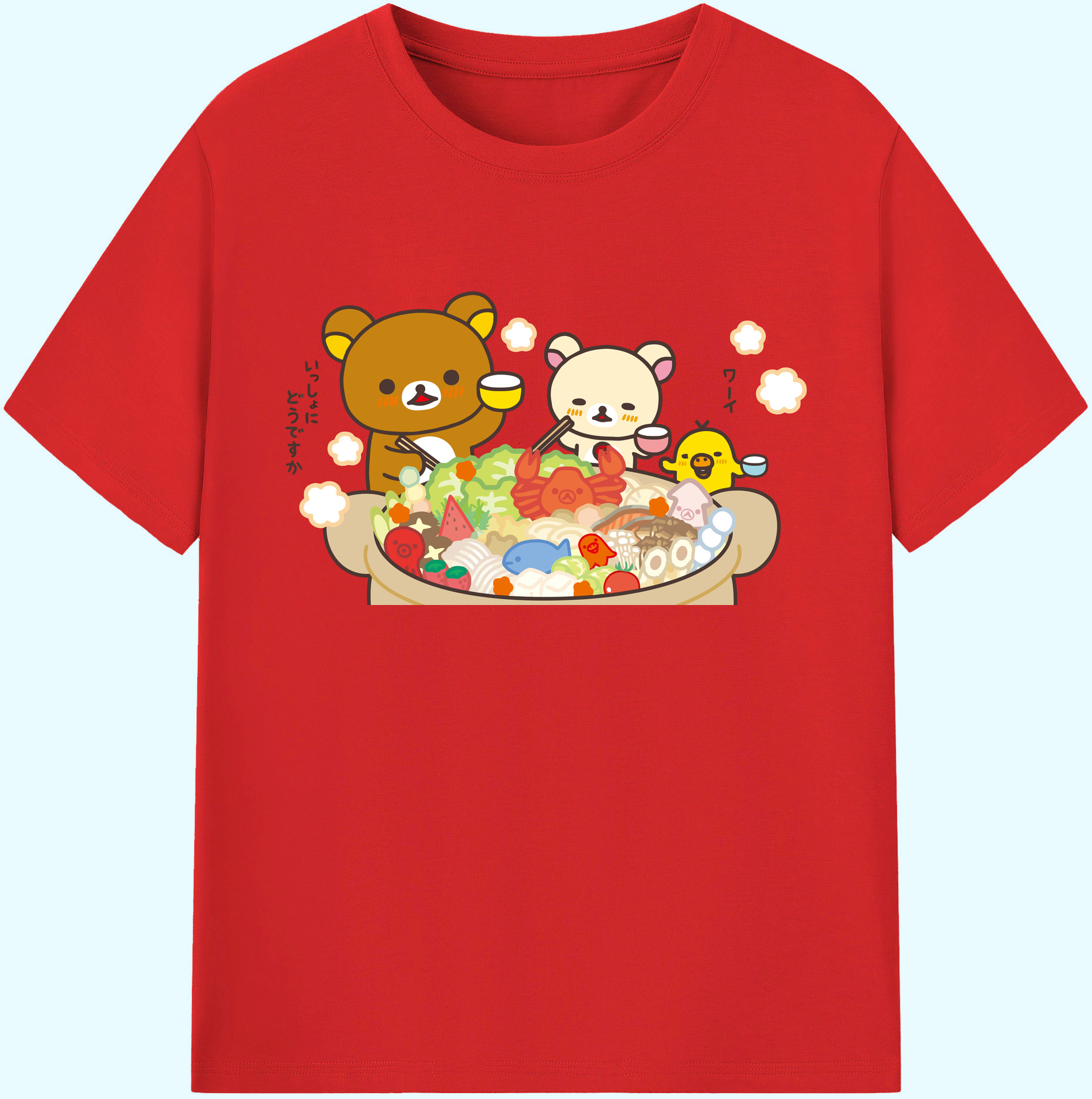 （画像用） リラックマ リラックマ キイロイトリ Rilakkuma Korilakkuma Kiiroitori 綿100％ メンズ半袖Tシャツ｜肌触りやわらか＆通気性