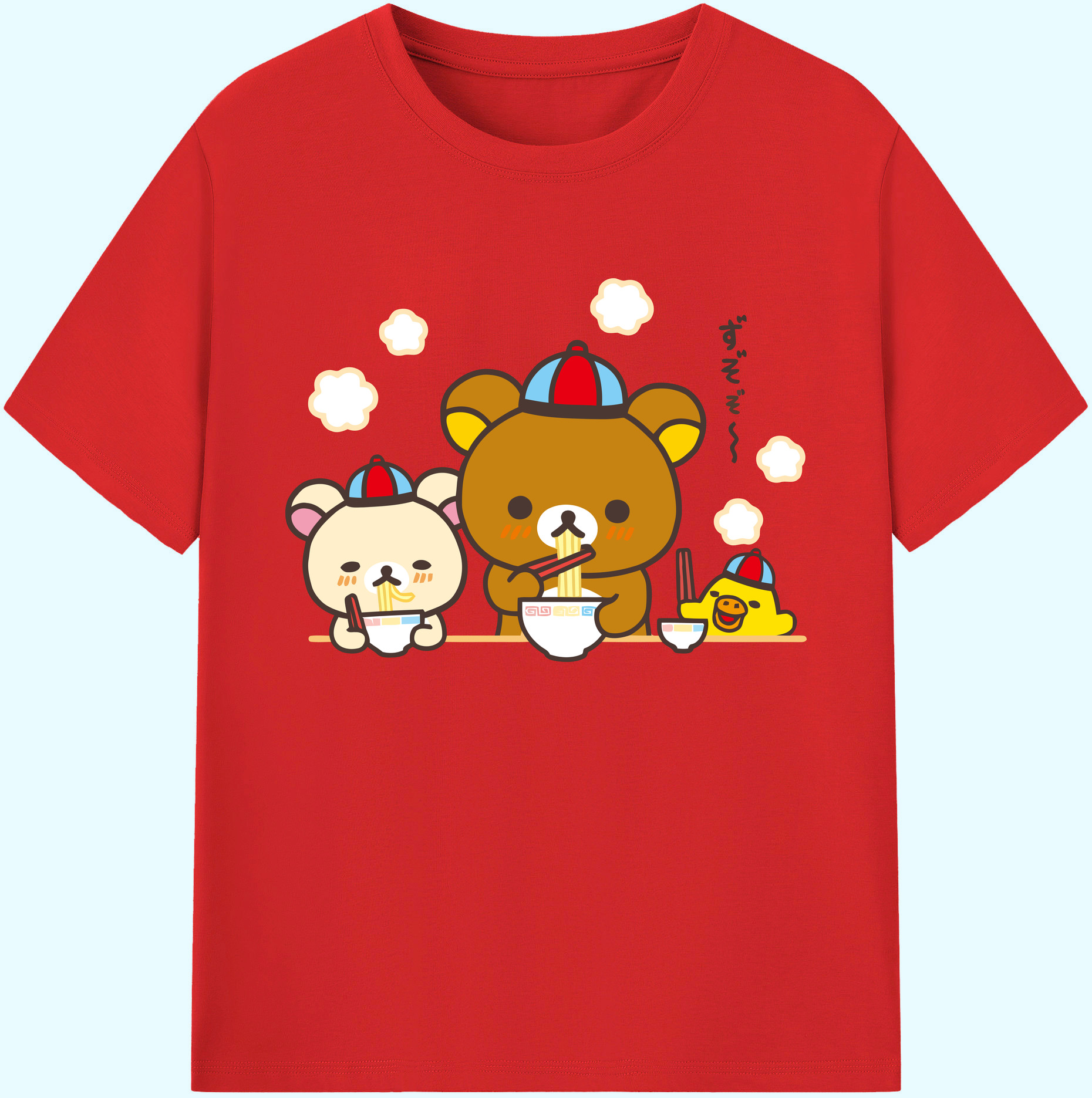 （画像用） リラックマ リラックマ キイロイトリ Rilakkuma Korilakkuma Kiiroitori 綿100％ メンズ半袖Tシャツ｜肌触りやわらか＆通気性