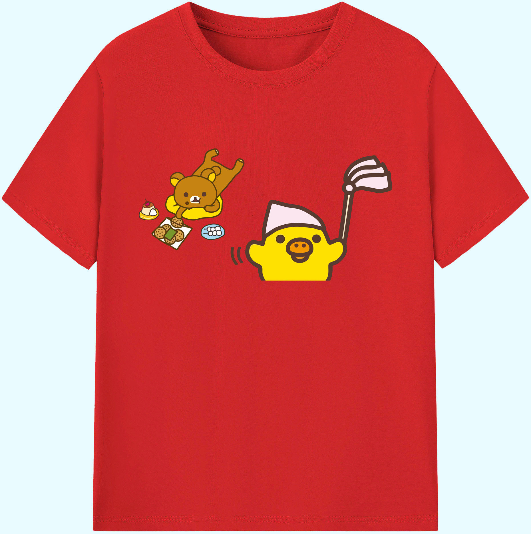 （画像用） リラックマ リラックマ キイロイトリ Rilakkuma Korilakkuma Kiiroitori 綿100％ メンズ半袖Tシャツ｜肌触りやわらか＆通気性