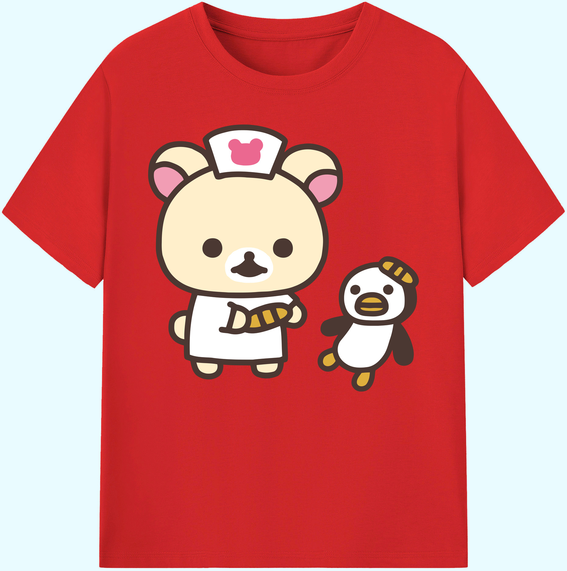 （画像用） リラックマ リラックマ キイロイトリ Rilakkuma Korilakkuma Kiiroitori 綿100％ メンズ半袖Tシャツ｜肌触りやわらか＆通気性