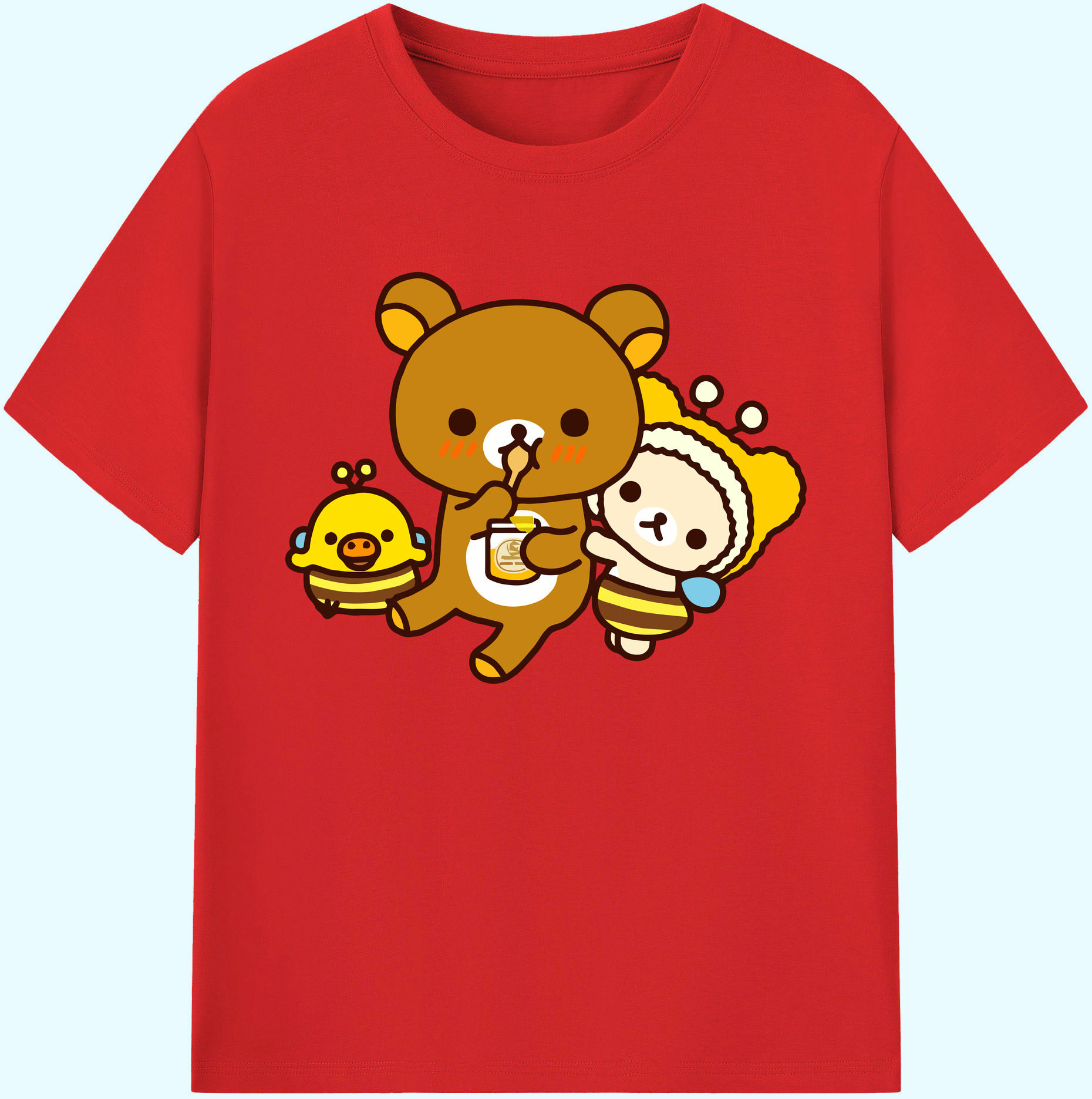 （画像用） リラックマ リラックマ キイロイトリ Rilakkuma Korilakkuma Kiiroitori 綿100％ メンズ半袖Tシャツ｜肌触りやわらか＆通気性