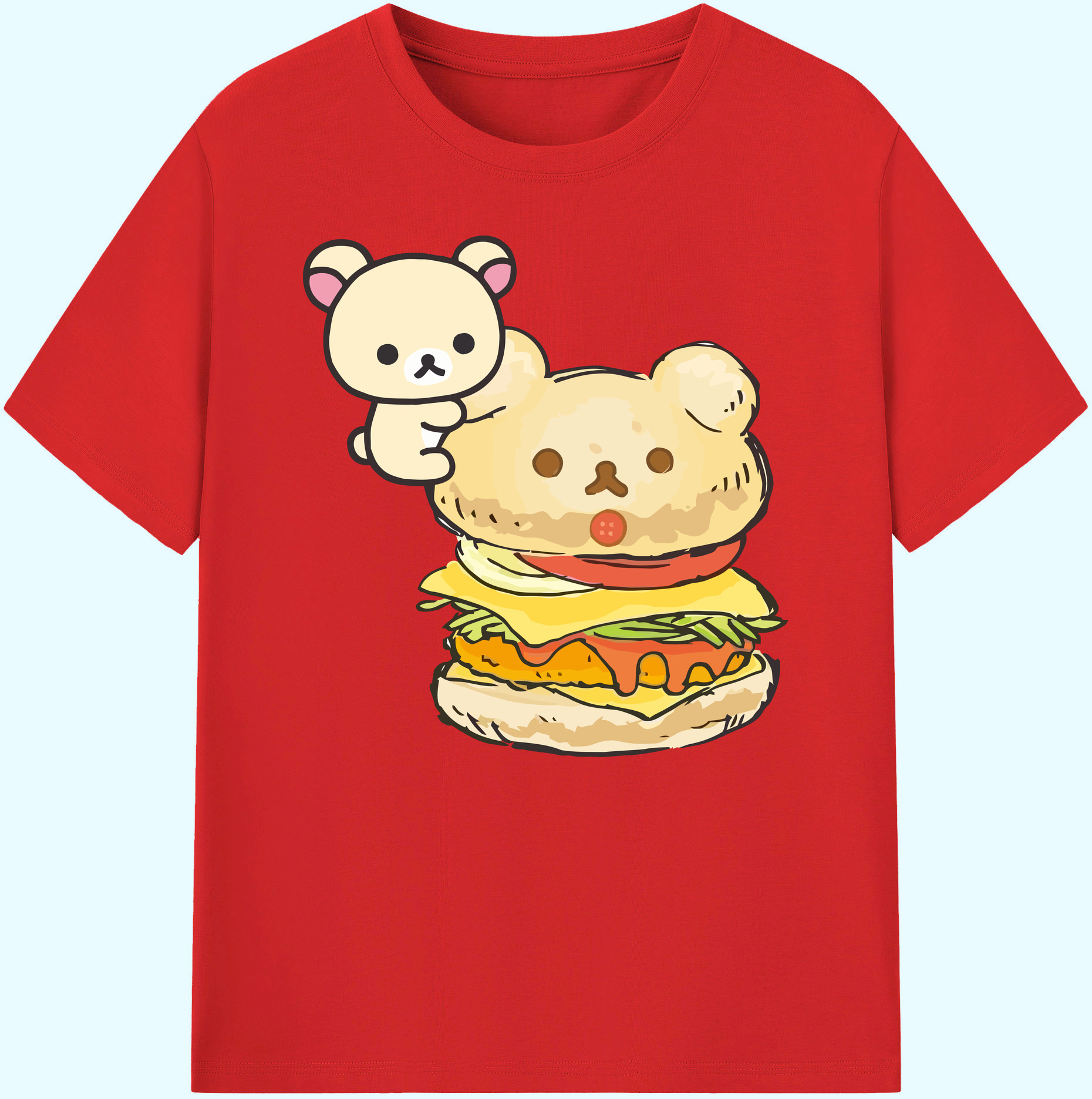 （画像用） リラックマ リラックマ キイロイトリ Rilakkuma Korilakkuma Kiiroitori 綿100％ メンズ半袖Tシャツ｜肌触りやわらか＆通気性
