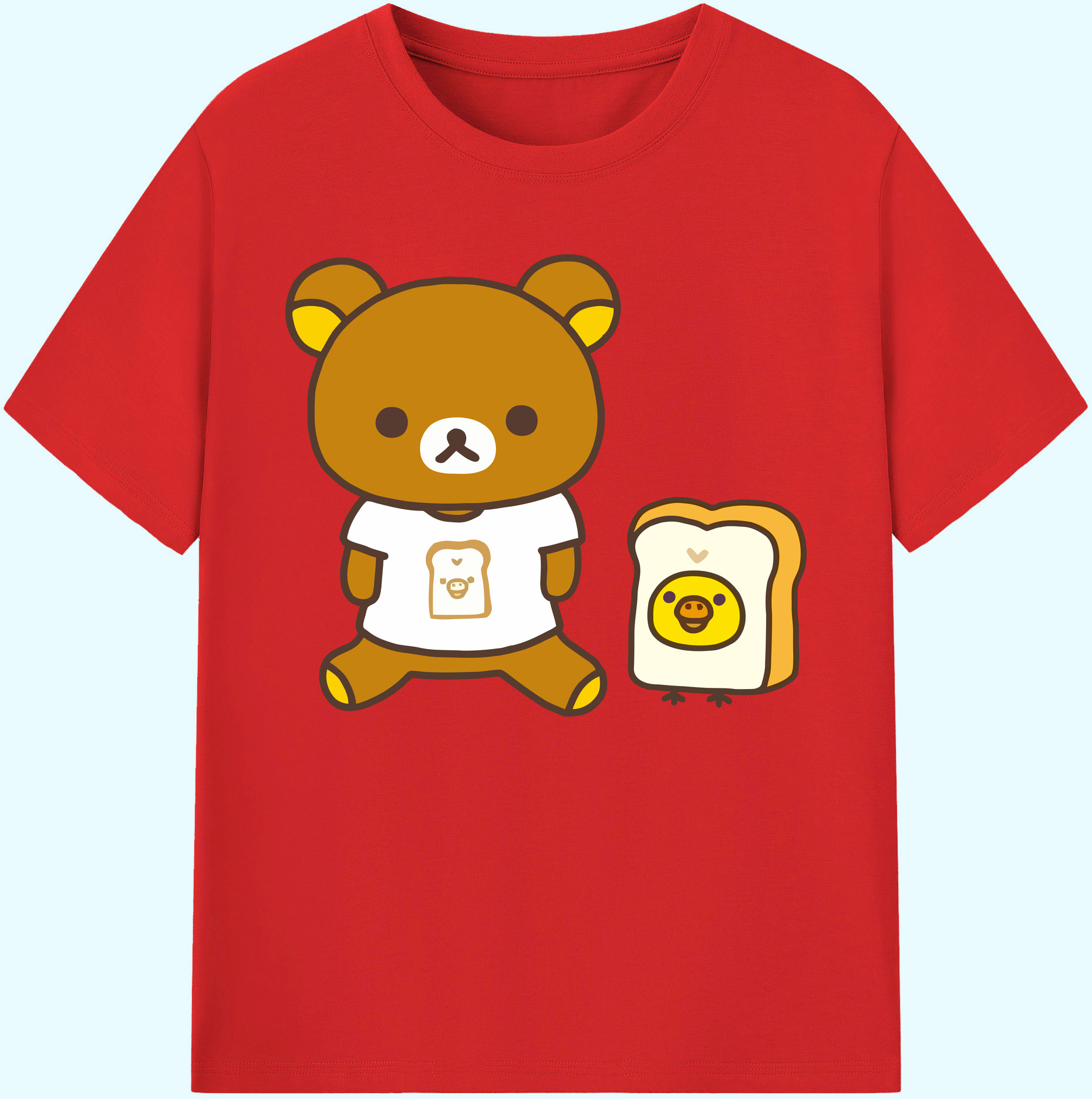 （画像用） リラックマ リラックマ キイロイトリ Rilakkuma Korilakkuma Kiiroitori 綿100％ メンズ半袖Tシャツ｜肌触りやわらか＆通気性