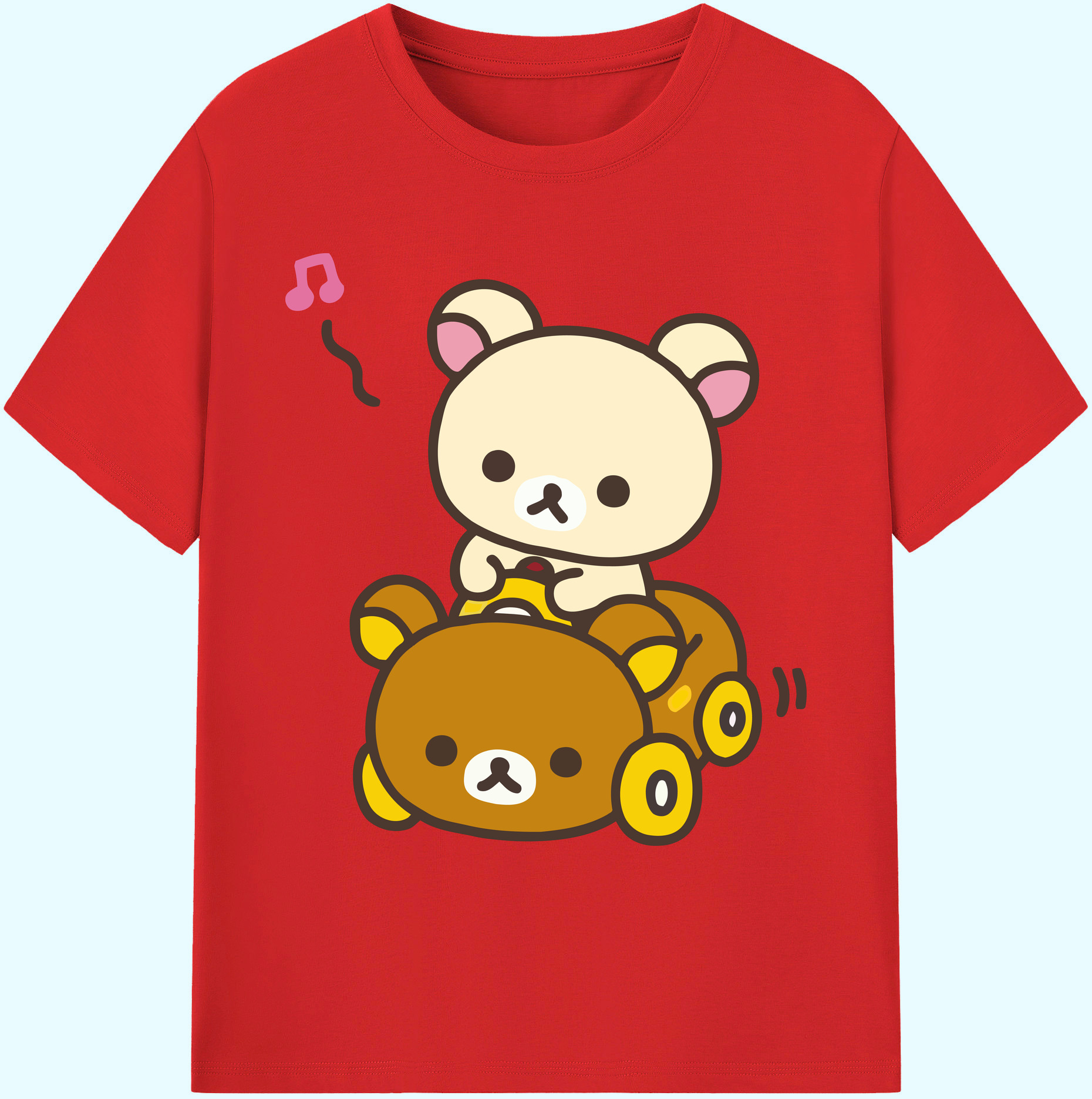 （画像用） リラックマ リラックマ キイロイトリ Rilakkuma Korilakkuma Kiiroitori 綿100％ メンズ半袖Tシャツ｜肌触りやわらか＆通気性
