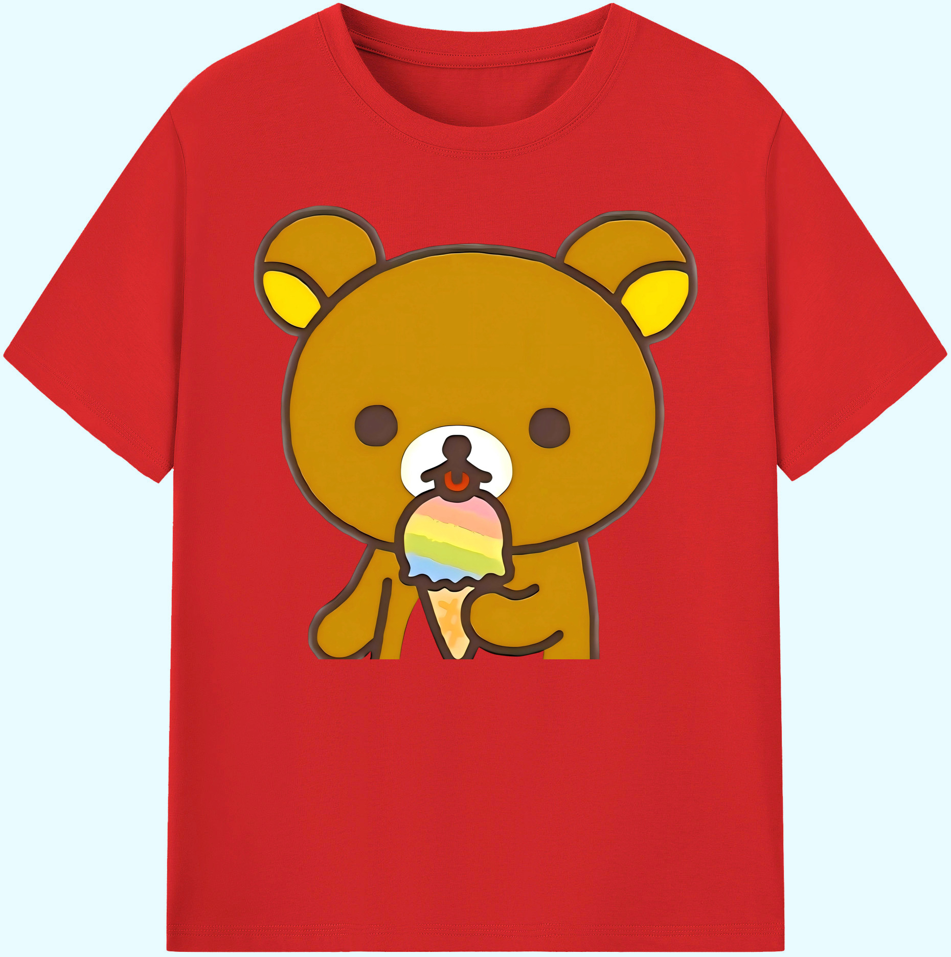 （画像用） リラックマ リラックマ キイロイトリ Rilakkuma Korilakkuma Kiiroitori 綿100％ メンズ半袖Tシャツ｜肌触りやわらか＆通気性