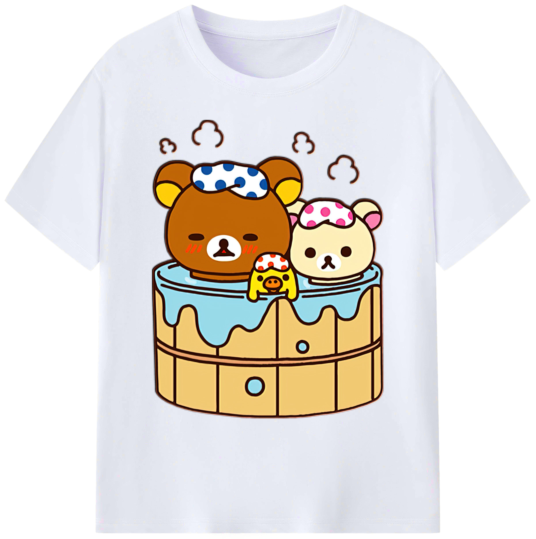 （画像用） リラックマ リラックマ キイロイトリ Rilakkuma Korilakkuma Kiiroitori 綿100％ メンズ半袖Tシャツ｜肌触りやわらか＆通気性
