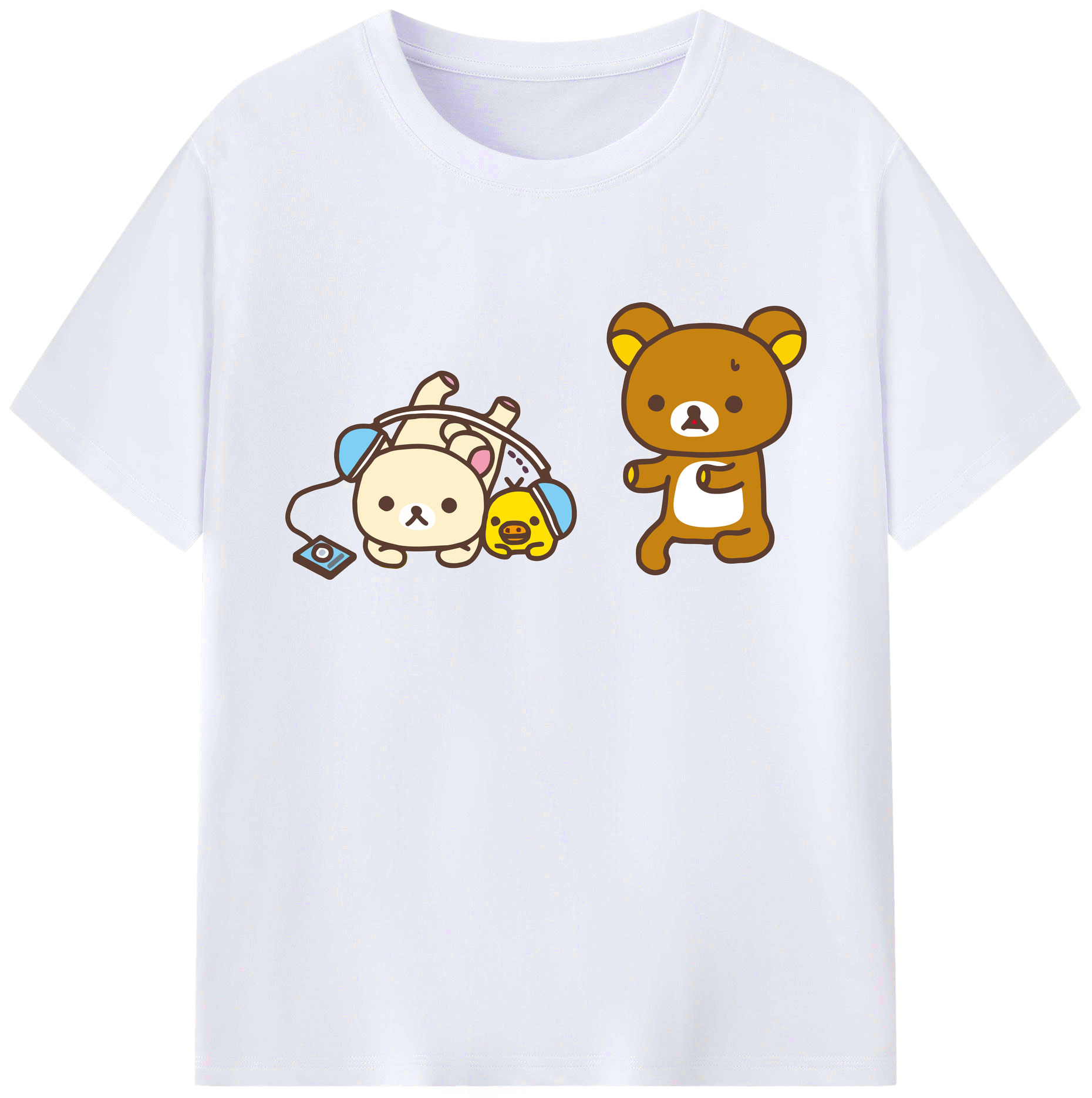 （画像用） リラックマ リラックマ キイロイトリ Rilakkuma Korilakkuma Kiiroitori 綿100％ メンズ半袖Tシャツ｜肌触りやわらか＆通気性