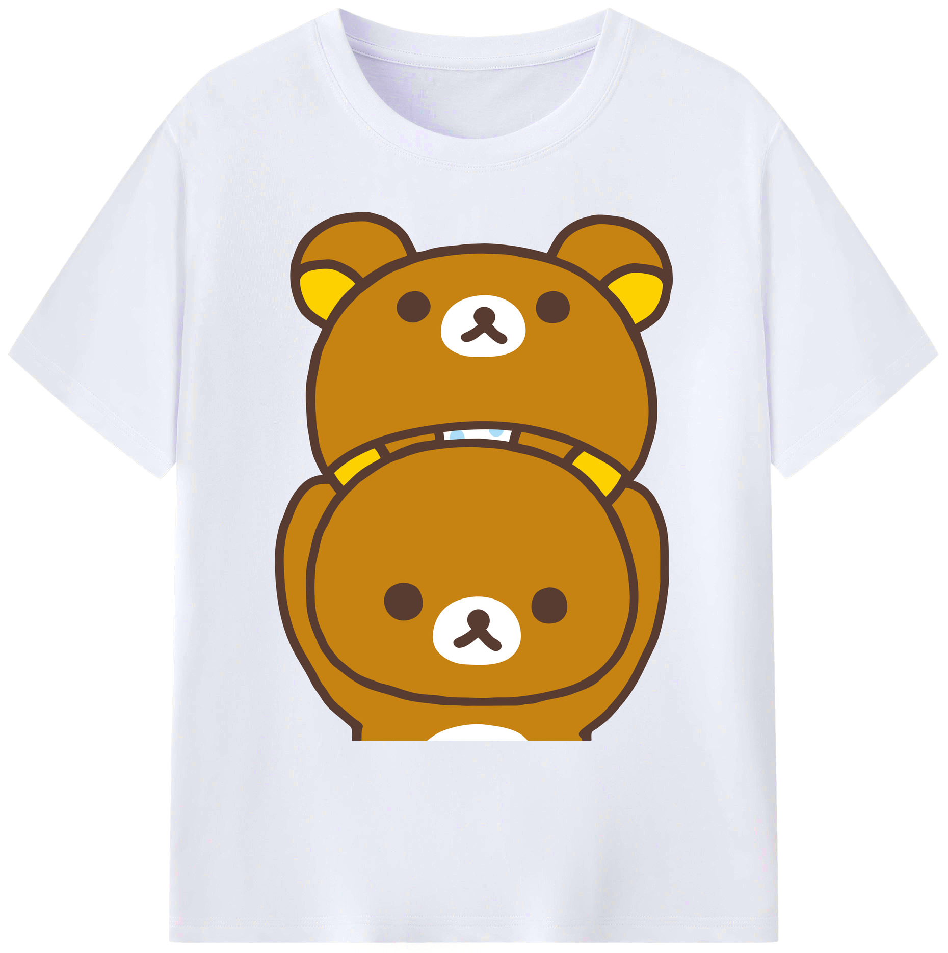 （画像用） リラックマ リラックマ キイロイトリ Rilakkuma Korilakkuma Kiiroitori 綿100％ メンズ半袖Tシャツ｜肌触りやわらか＆通気性