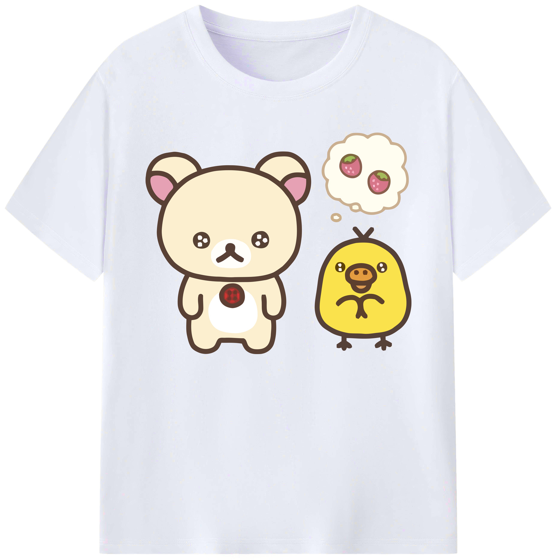 （画像用） リラックマ リラックマ キイロイトリ Rilakkuma Korilakkuma Kiiroitori 綿100％ メンズ半袖Tシャツ｜肌触りやわらか＆通気性