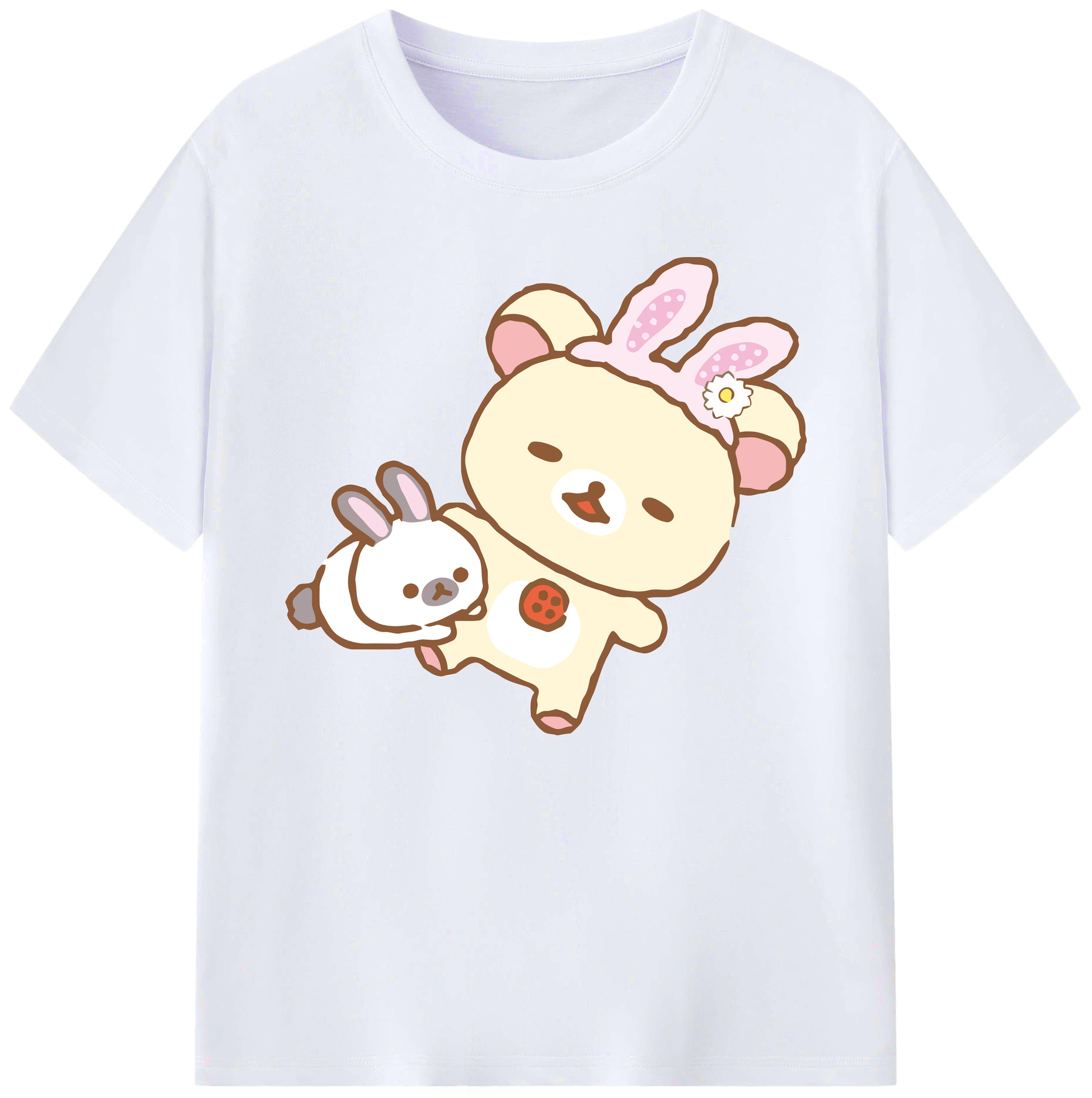 （画像用） リラックマ リラックマ キイロイトリ Rilakkuma Korilakkuma Kiiroitori 綿100％ メンズ半袖Tシャツ｜肌触りやわらか＆通気性