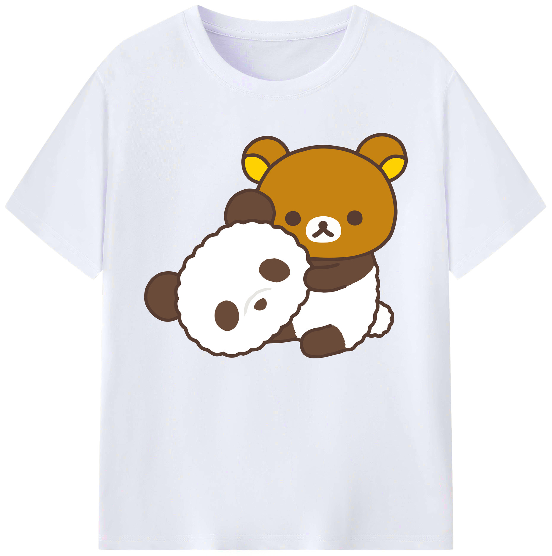 （画像用） リラックマ リラックマ キイロイトリ Rilakkuma Korilakkuma Kiiroitori 綿100％ メンズ半袖Tシャツ｜肌触りやわらか＆通気性