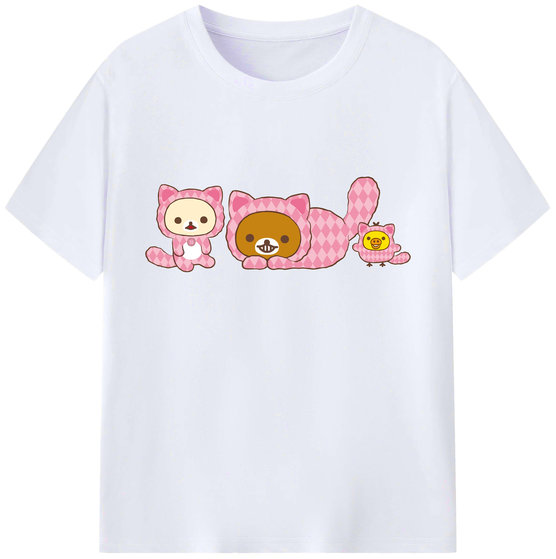 （画像用） リラックマ リラックマ キイロイトリ Rilakkuma Korilakkuma Kiiroitori 綿100％ メンズ半袖Tシャツ｜肌触りやわらか＆通気性