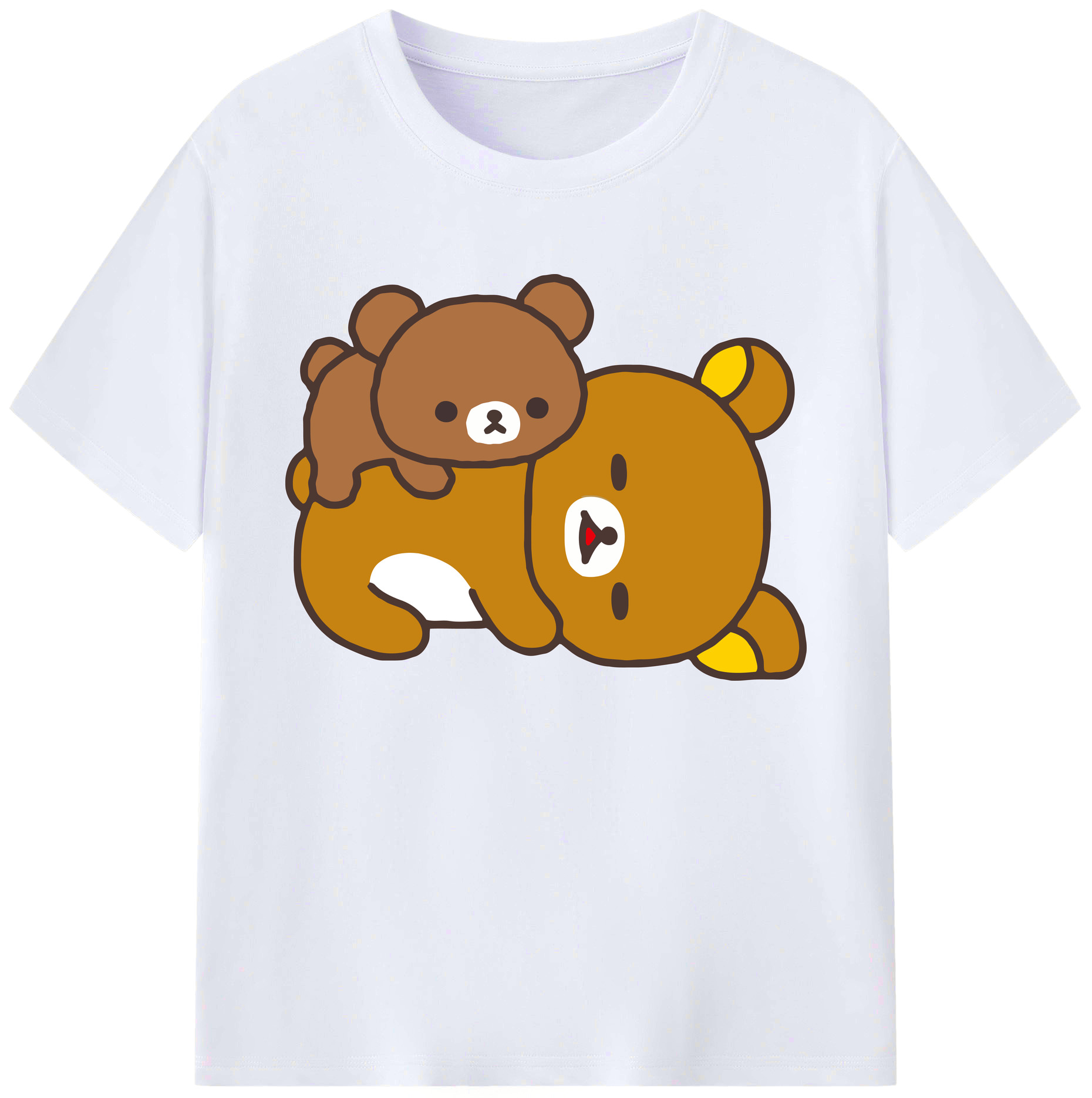 （画像用） リラックマ リラックマ キイロイトリ Rilakkuma Korilakkuma Kiiroitori 綿100％ メンズ半袖Tシャツ｜肌触りやわらか＆通気性