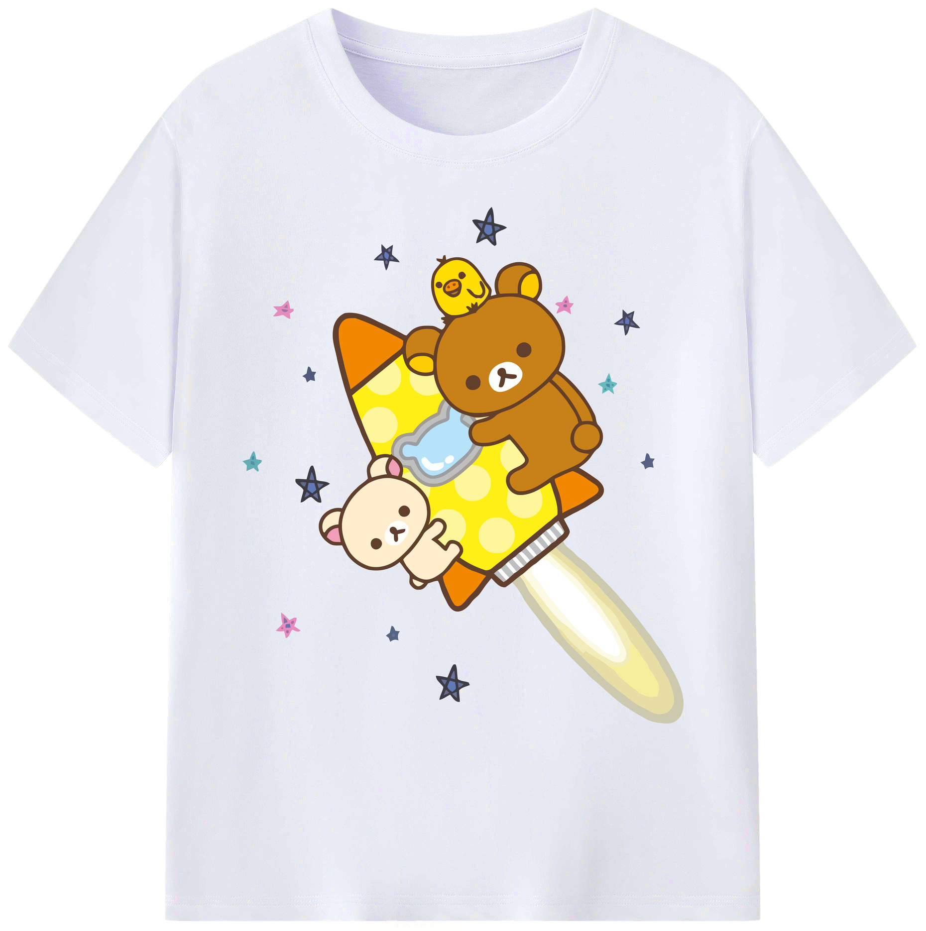 （画像用） リラックマ リラックマ キイロイトリ Rilakkuma Korilakkuma Kiiroitori 綿100％ メンズ半袖Tシャツ｜肌触りやわらか＆通気性