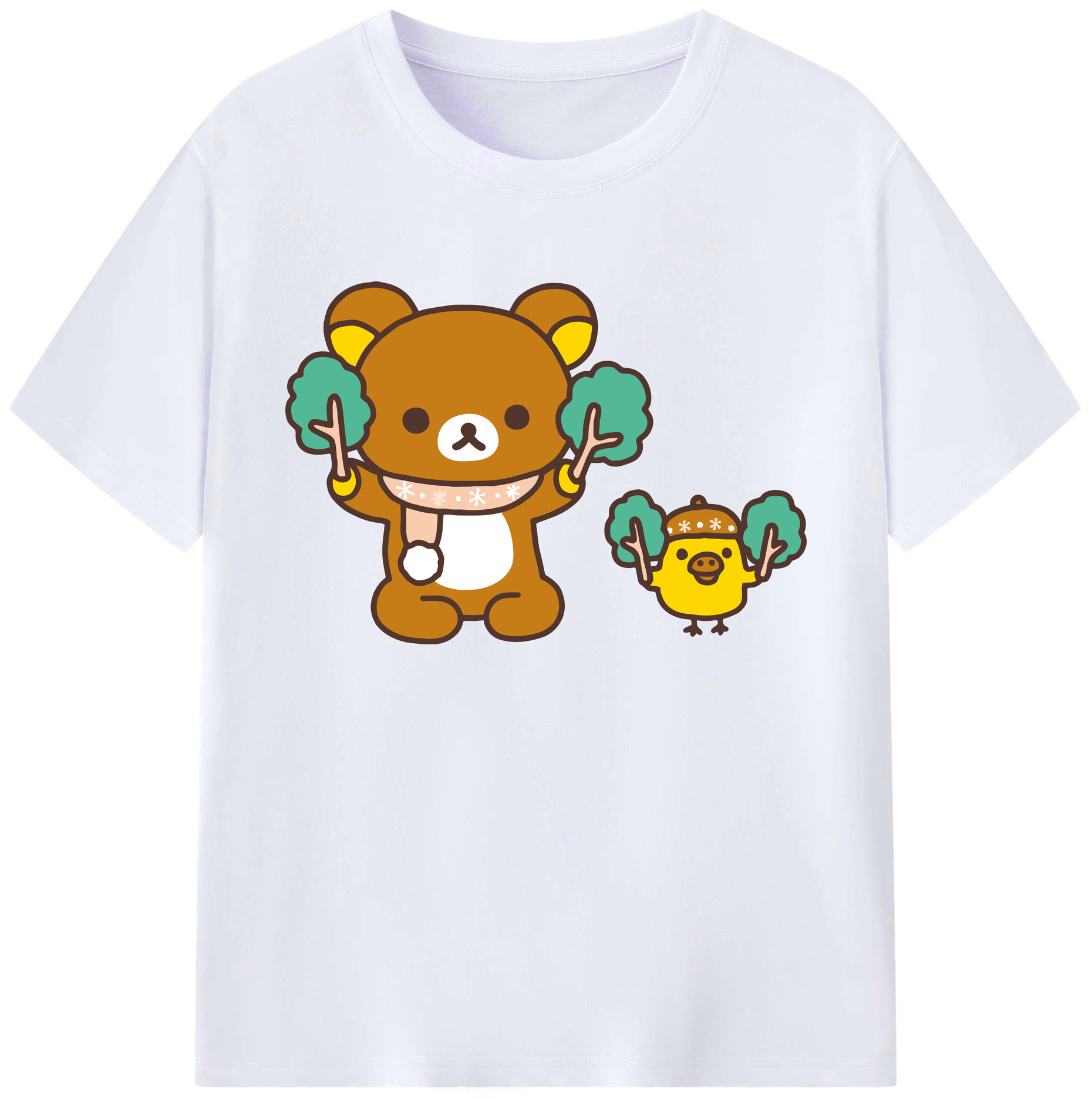 （画像用） リラックマ リラックマ キイロイトリ Rilakkuma Korilakkuma Kiiroitori 綿100％ メンズ半袖Tシャツ｜肌触りやわらか＆通気性