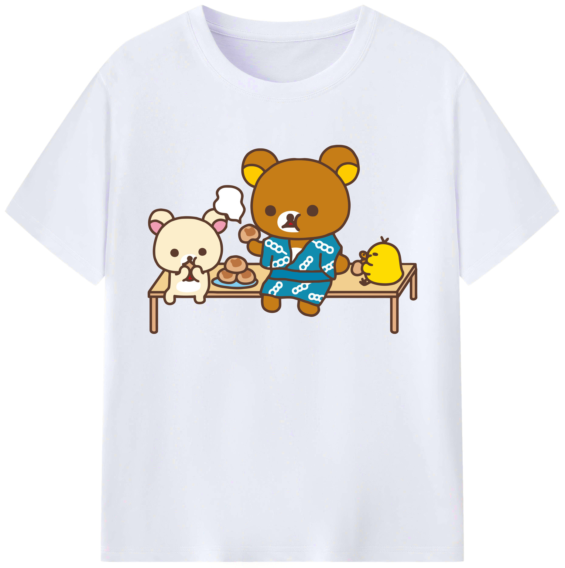 （画像用） リラックマ リラックマ キイロイトリ Rilakkuma Korilakkuma Kiiroitori 綿100％ メンズ半袖Tシャツ｜肌触りやわらか＆通気性