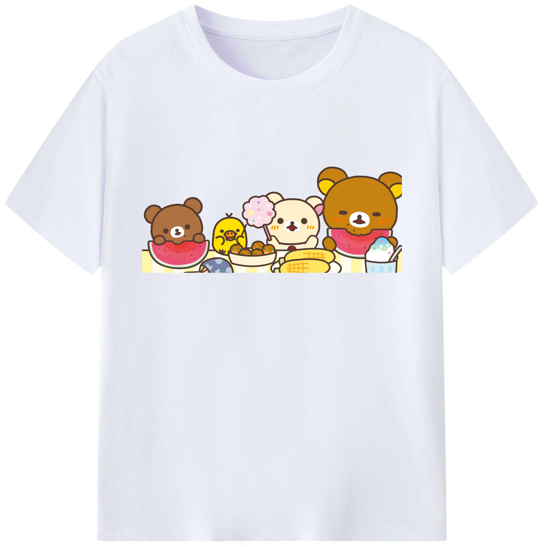 （画像用） リラックマ リラックマ キイロイトリ Rilakkuma Korilakkuma Kiiroitori 綿100％ メンズ半袖Tシャツ｜肌触りやわらか＆通気性