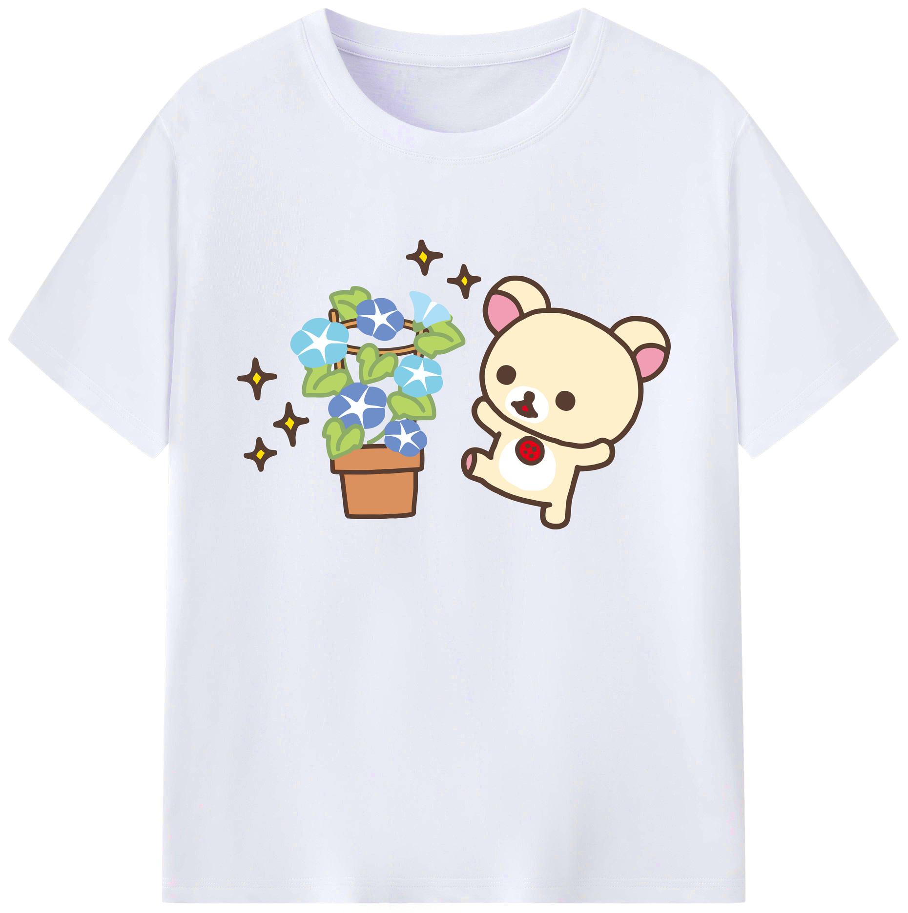 （画像用） リラックマ リラックマ キイロイトリ Rilakkuma Korilakkuma Kiiroitori 綿100％ メンズ半袖Tシャツ｜肌触りやわらか＆通気性