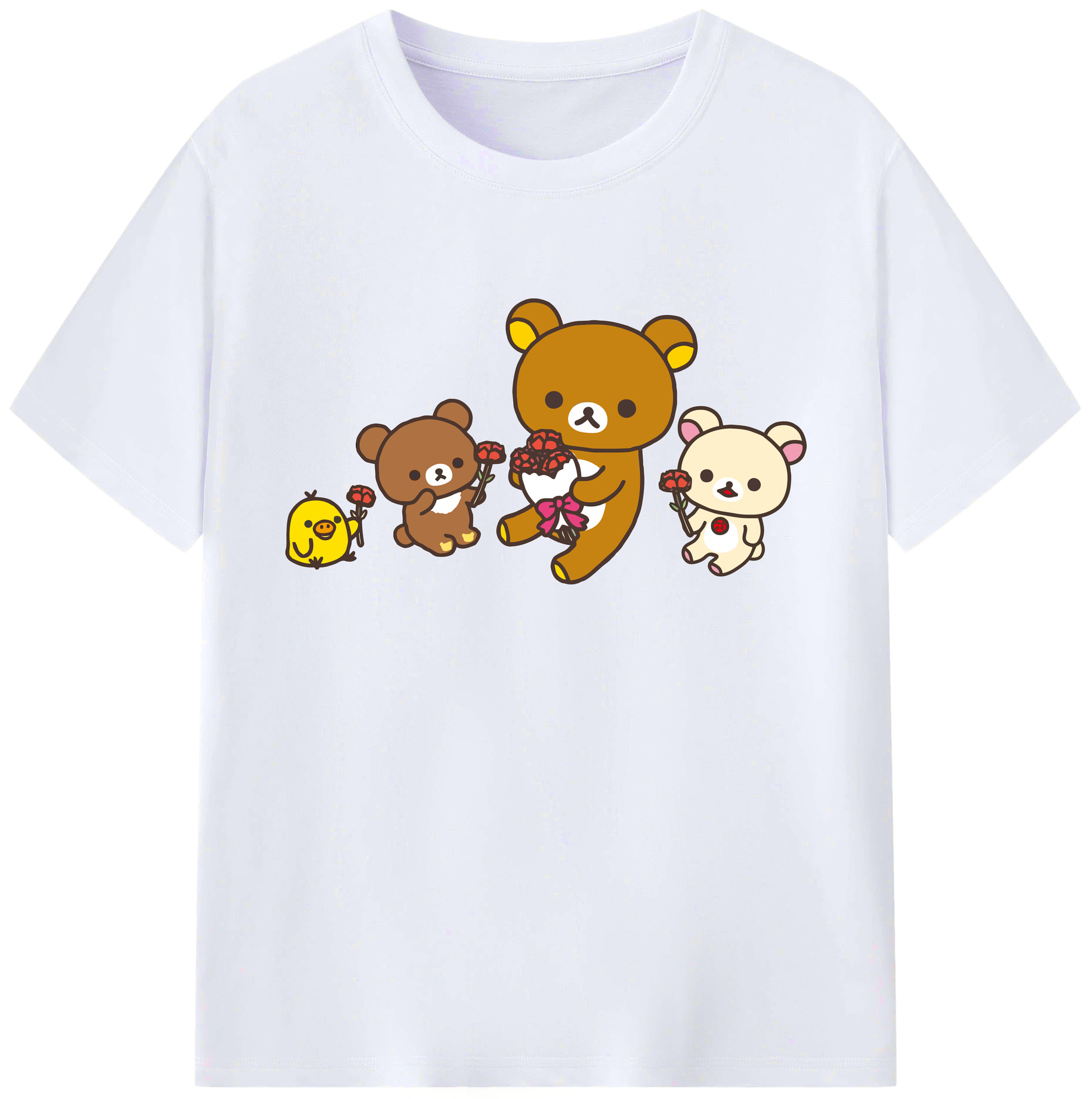 （画像用） リラックマ リラックマ キイロイトリ Rilakkuma Korilakkuma Kiiroitori 綿100％ メンズ半袖Tシャツ｜肌触りやわらか＆通気性