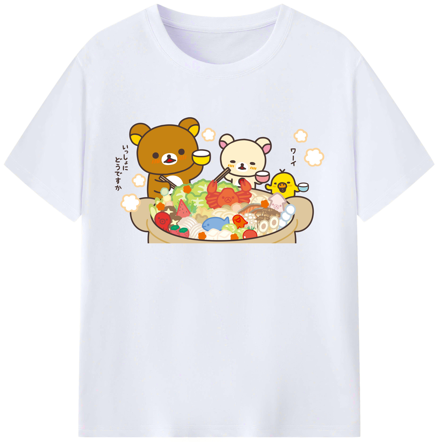 （画像用） リラックマ リラックマ キイロイトリ Rilakkuma Korilakkuma Kiiroitori 綿100％ メンズ半袖Tシャツ｜肌触りやわらか＆通気性