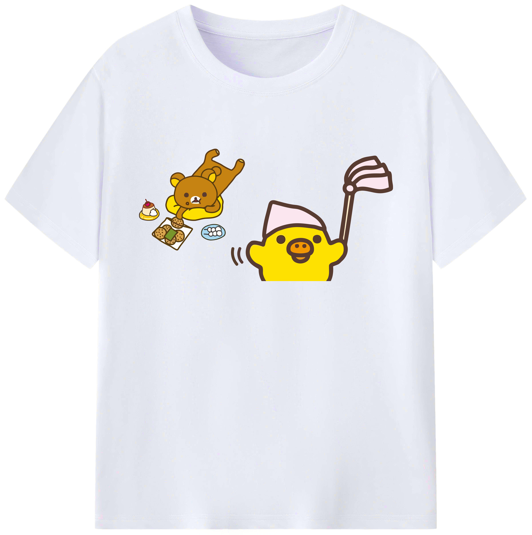 （画像用） リラックマ リラックマ キイロイトリ Rilakkuma Korilakkuma Kiiroitori 綿100％ メンズ半袖Tシャツ｜肌触りやわらか＆通気性