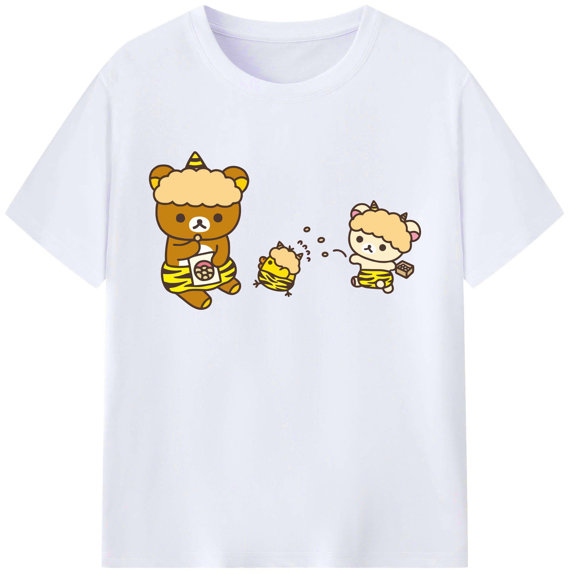 （画像用） リラックマ リラックマ キイロイトリ Rilakkuma Korilakkuma Kiiroitori 綿100％ メンズ半袖Tシャツ｜肌触りやわらか＆通気性