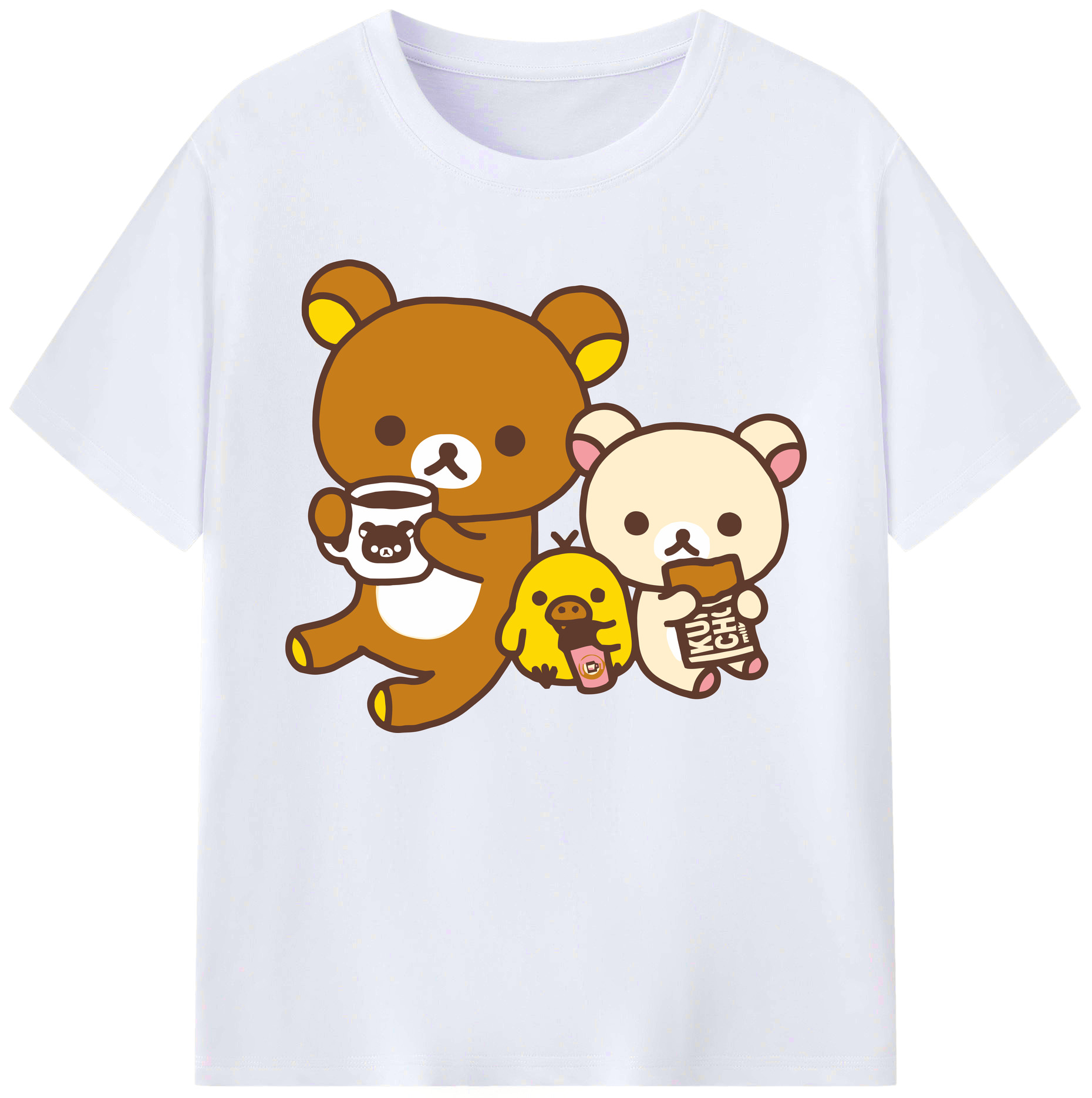 （画像用） リラックマ リラックマ キイロイトリ Rilakkuma Korilakkuma Kiiroitori 綿100％ メンズ半袖Tシャツ｜肌触りやわらか＆通気性