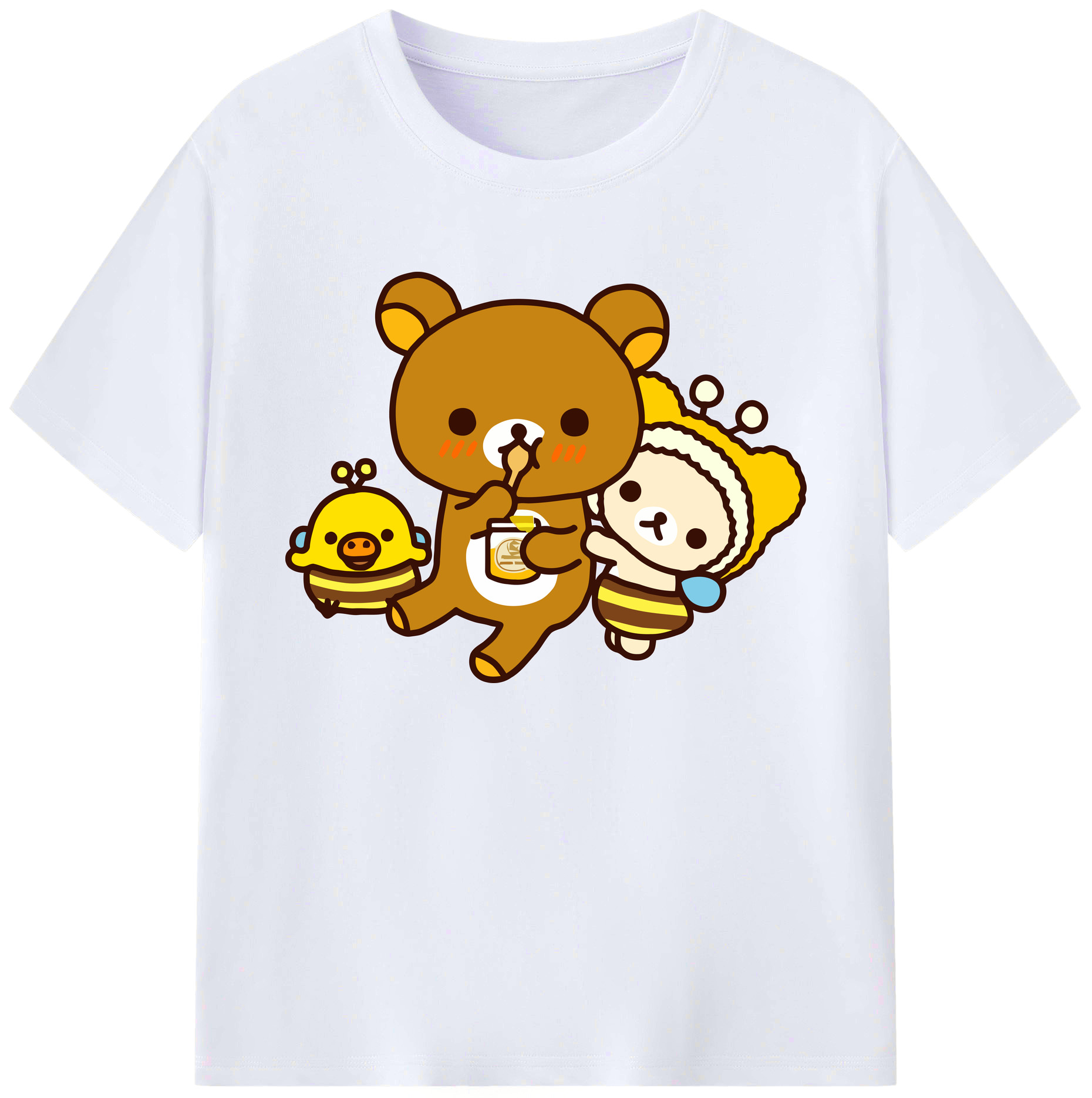 （画像用） リラックマ リラックマ キイロイトリ Rilakkuma Korilakkuma Kiiroitori 綿100％ メンズ半袖Tシャツ｜肌触りやわらか＆通気性