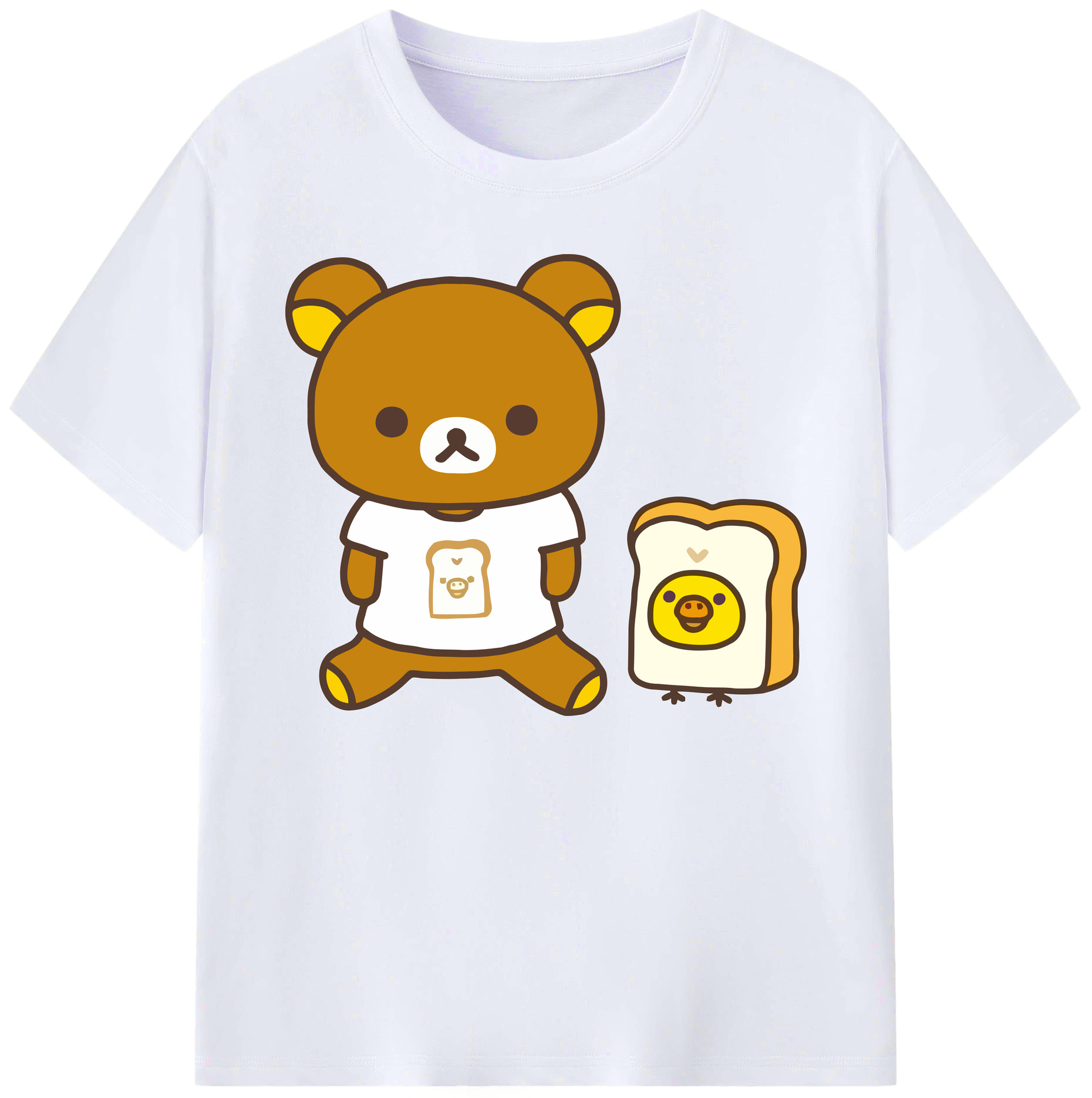 （画像用） リラックマ リラックマ キイロイトリ Rilakkuma Korilakkuma Kiiroitori 綿100％ メンズ半袖Tシャツ｜肌触りやわらか＆通気性
