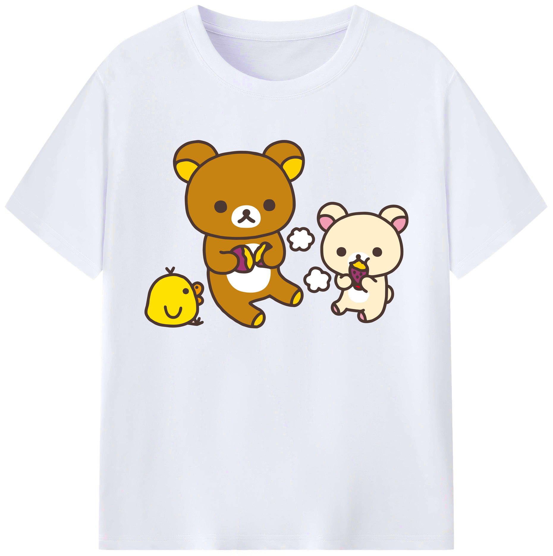 （画像用） リラックマ リラックマ キイロイトリ Rilakkuma Korilakkuma Kiiroitori 綿100％ メンズ半袖Tシャツ｜肌触りやわらか＆通気性