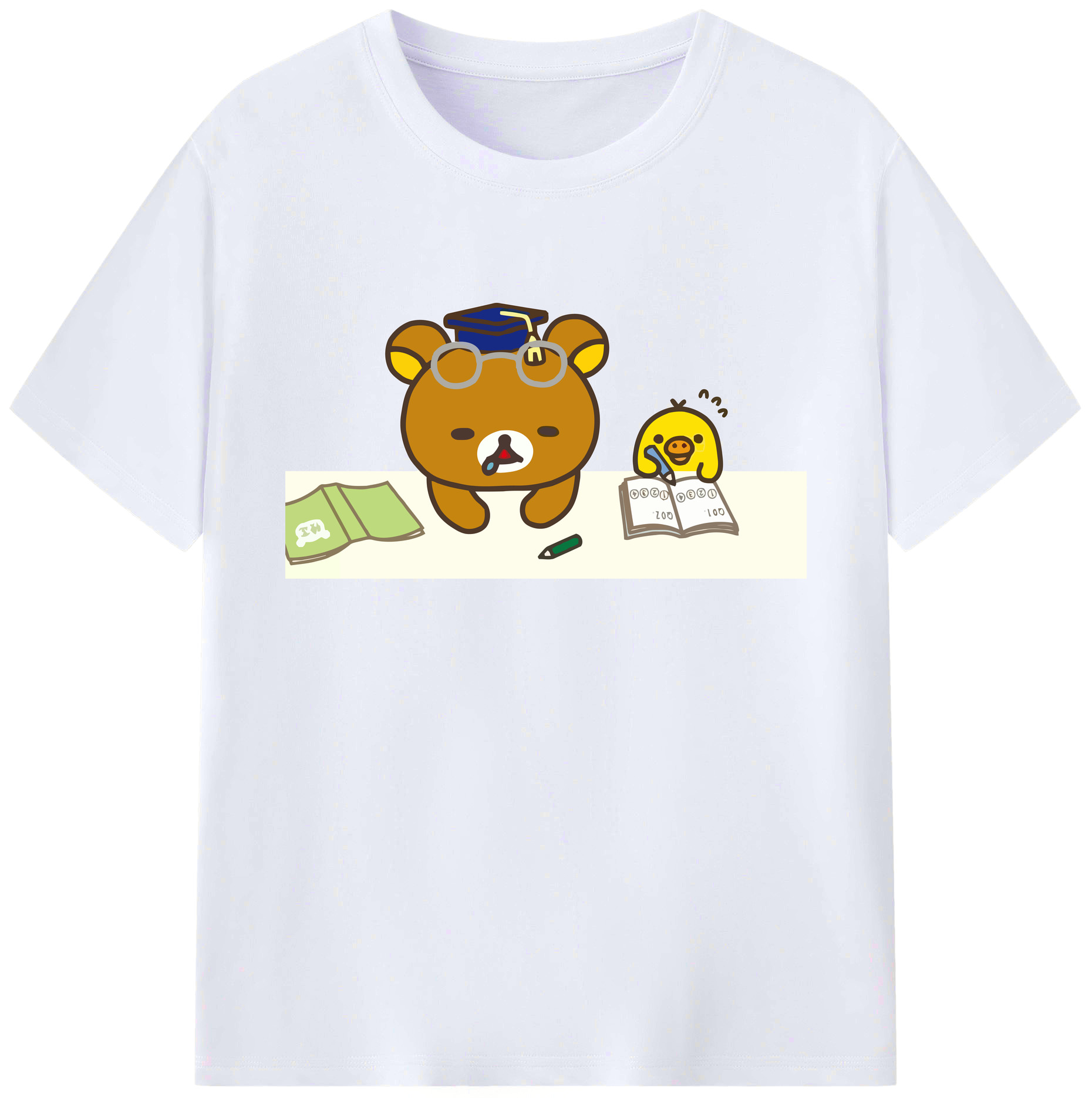 （画像用） リラックマ リラックマ キイロイトリ Rilakkuma Korilakkuma Kiiroitori 綿100％ メンズ半袖Tシャツ｜肌触りやわらか＆通気性