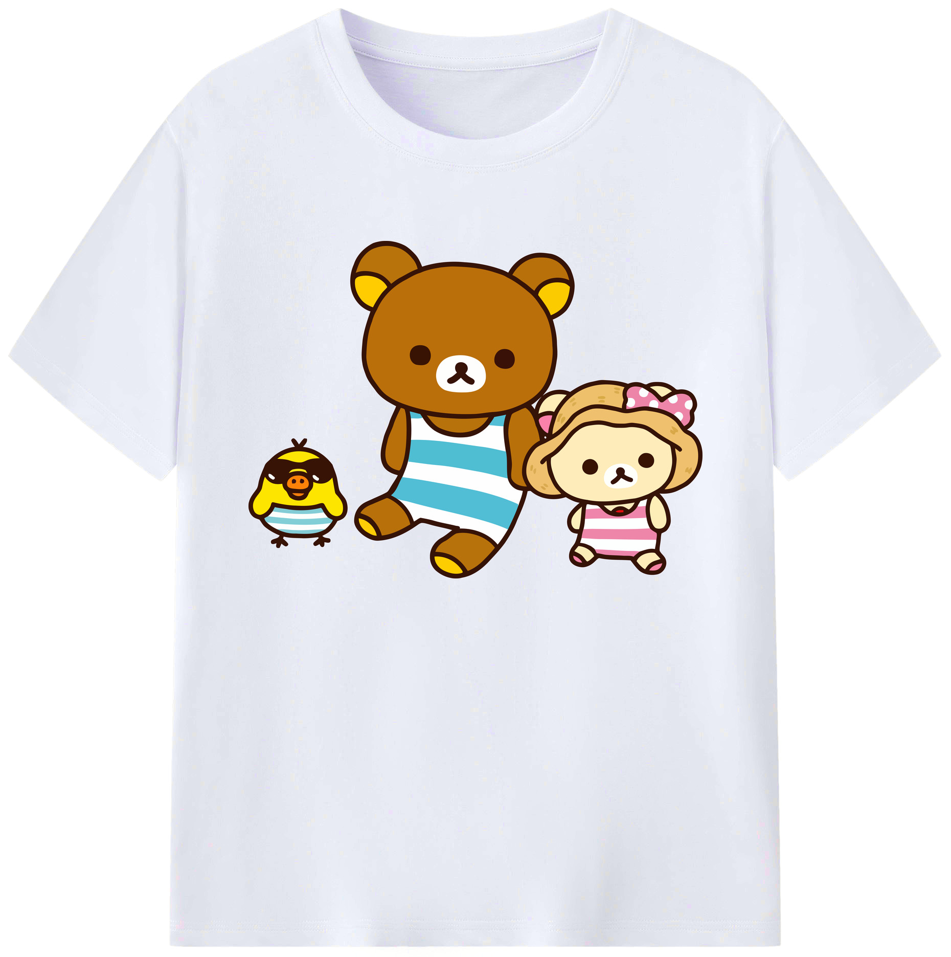 （画像用） リラックマ リラックマ キイロイトリ Rilakkuma Korilakkuma Kiiroitori 綿100％ メンズ半袖Tシャツ｜肌触りやわらか＆通気性