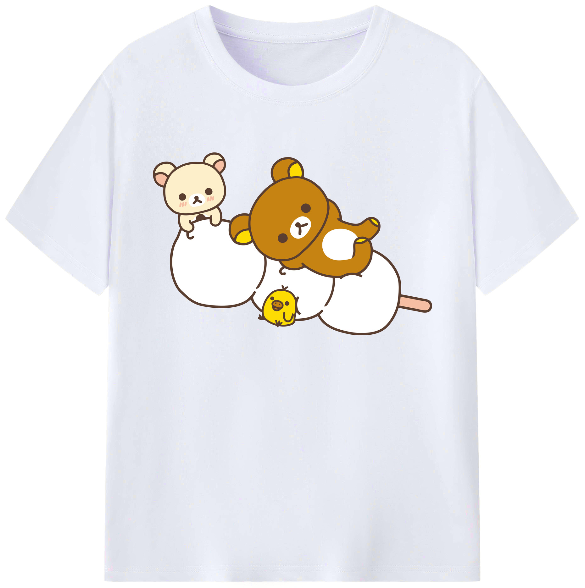 （画像用） リラックマ リラックマ キイロイトリ Rilakkuma Korilakkuma Kiiroitori 綿100％ メンズ半袖Tシャツ｜肌触りやわらか＆通気性