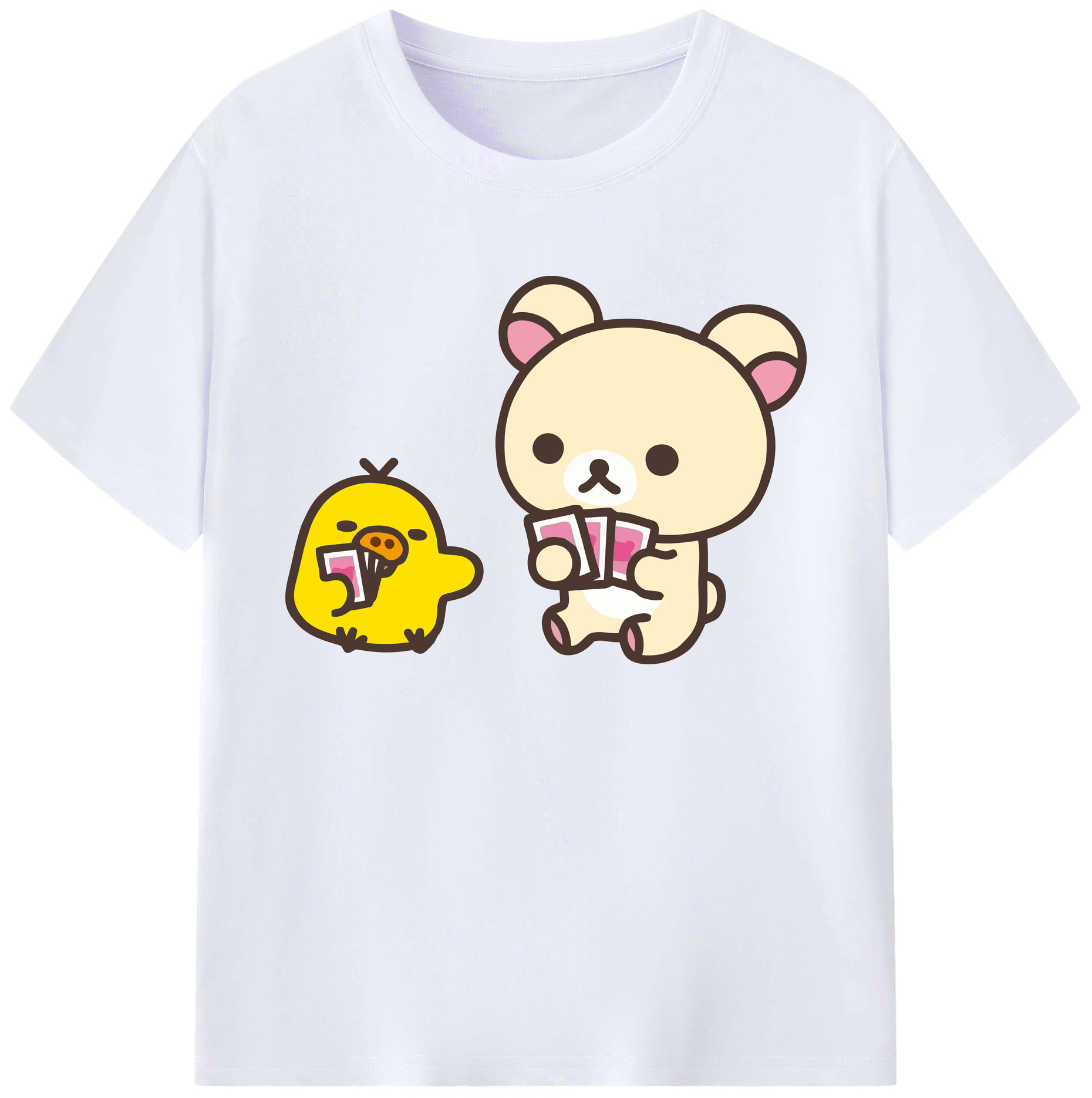 （画像用） リラックマ リラックマ キイロイトリ Rilakkuma Korilakkuma Kiiroitori 綿100％ メンズ半袖Tシャツ｜肌触りやわらか＆通気性