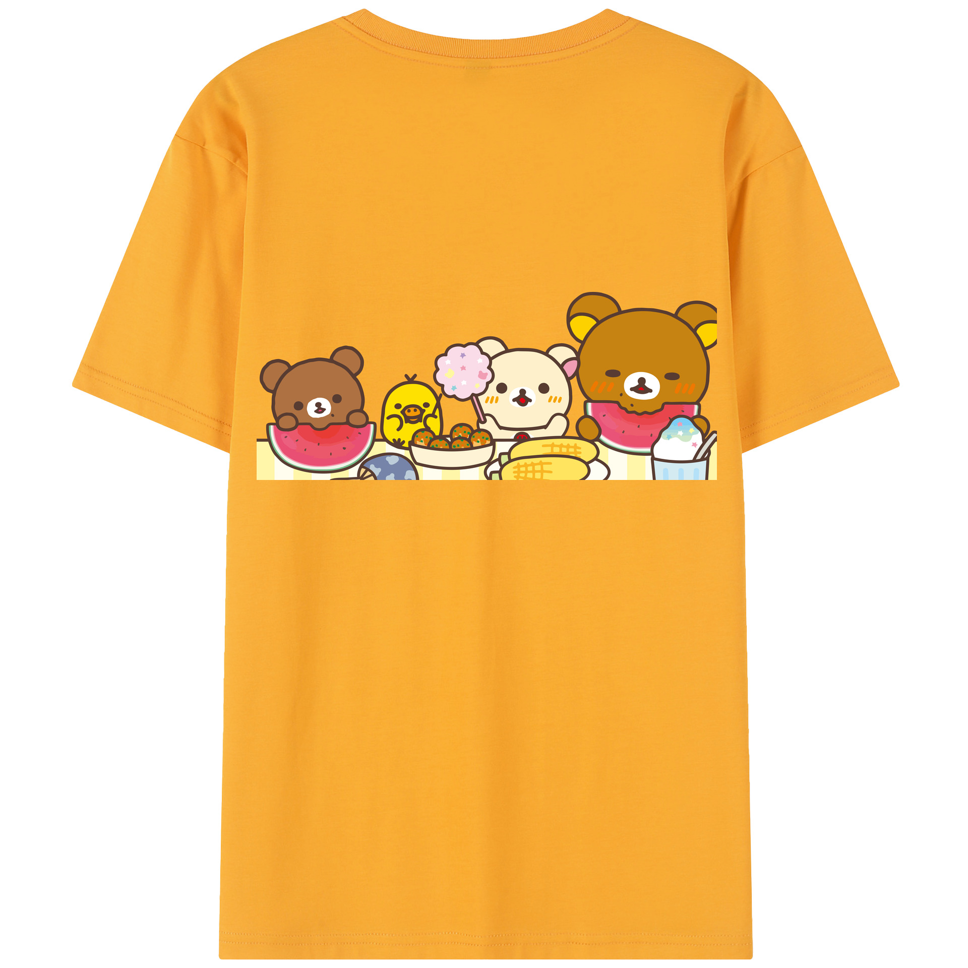 （画像用） リラックマ リラックマ キイロイトリ Rilakkuma Korilakkuma Kiiroitori レディース半袖Tシャツ(バックプリント)