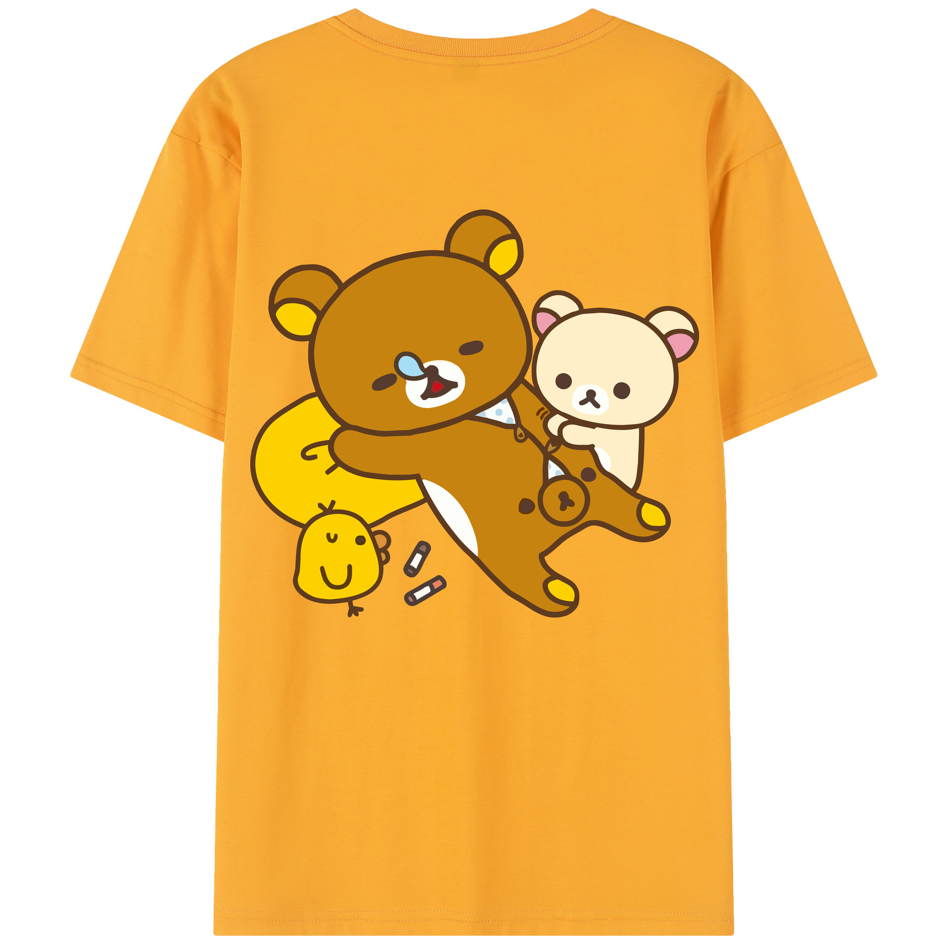 （画像用） リラックマ リラックマ キイロイトリ Rilakkuma Korilakkuma Kiiroitori レディース半袖Tシャツ(バックプリント)