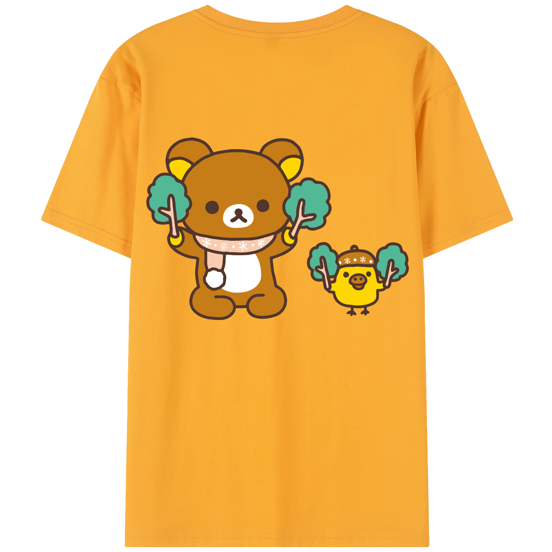 （画像用） リラックマ リラックマ キイロイトリ Rilakkuma Korilakkuma Kiiroitori レディース半袖Tシャツ(バックプリント)
