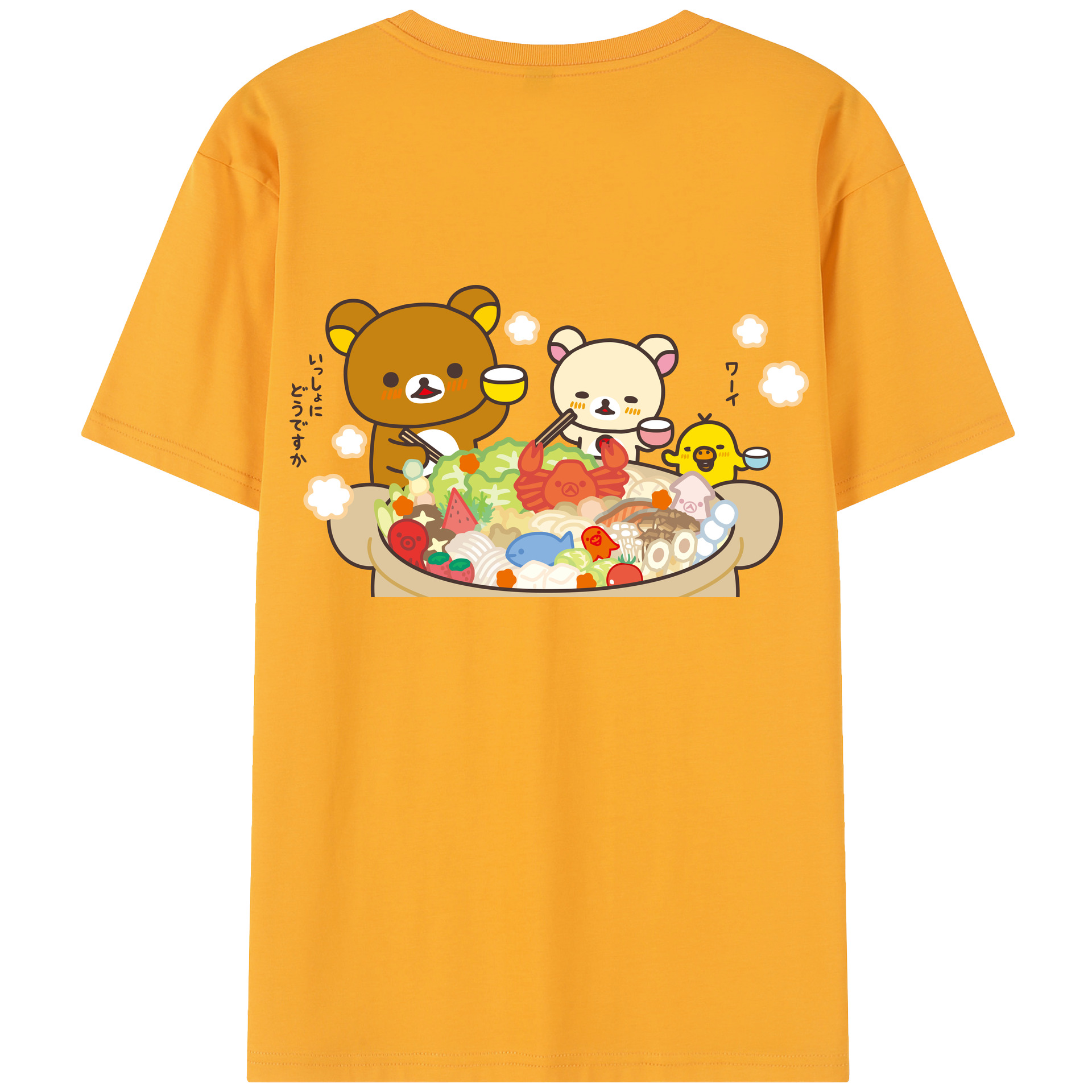 （画像用） リラックマ リラックマ キイロイトリ Rilakkuma Korilakkuma Kiiroitori レディース半袖Tシャツ(バックプリント)